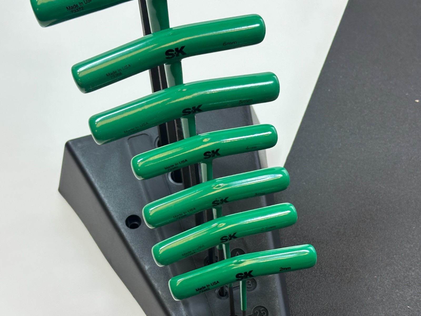 SK Tools USA 73389 8pc Metric 2mm-10mm GREEN T-Handle Hex Key Set w/ Stand NOS
