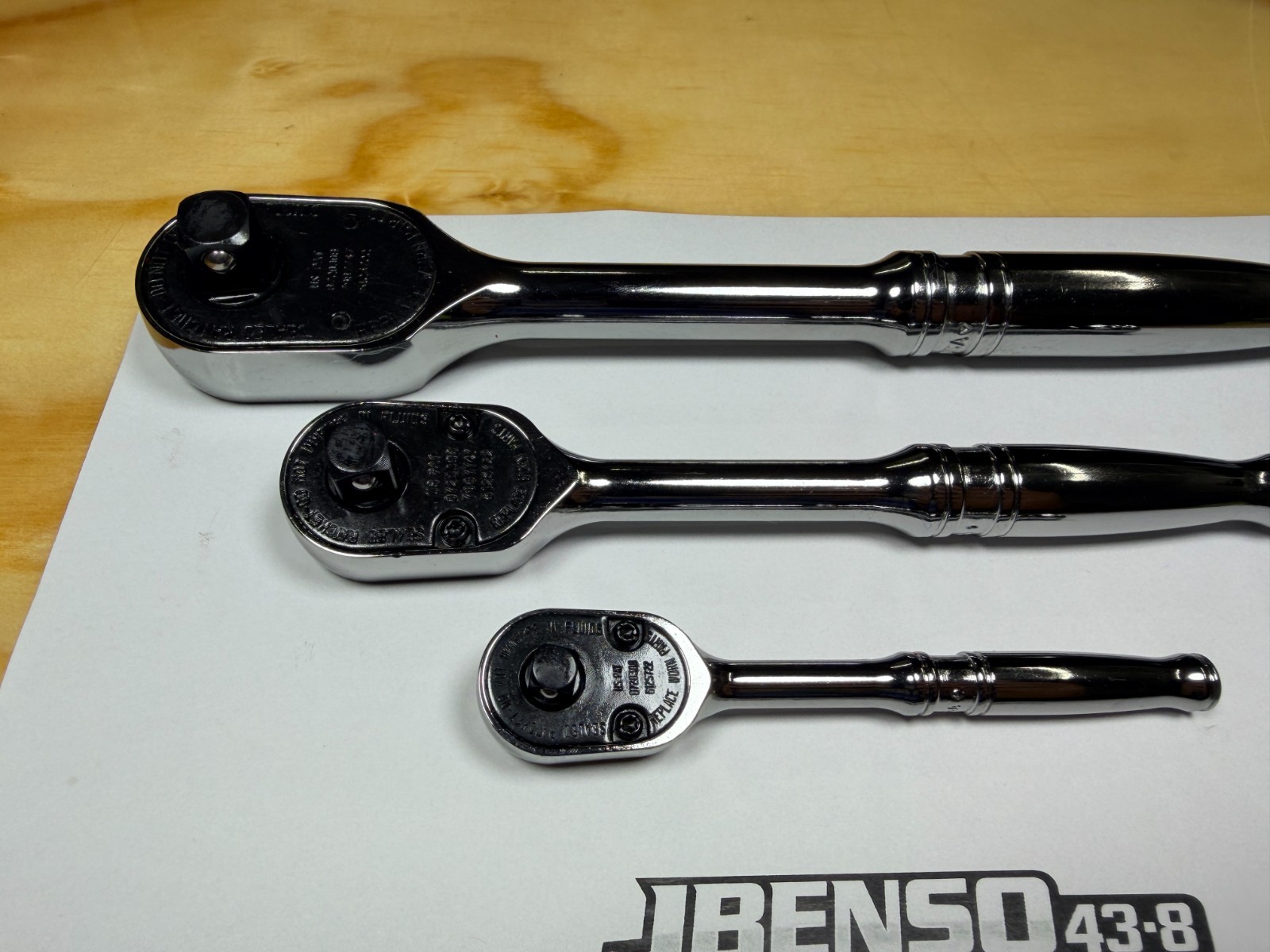 Snap-on Tools NEW 3pc Mix Drive Chrome Fixed Head Ratchet Set T72 F80 S80A RAT80