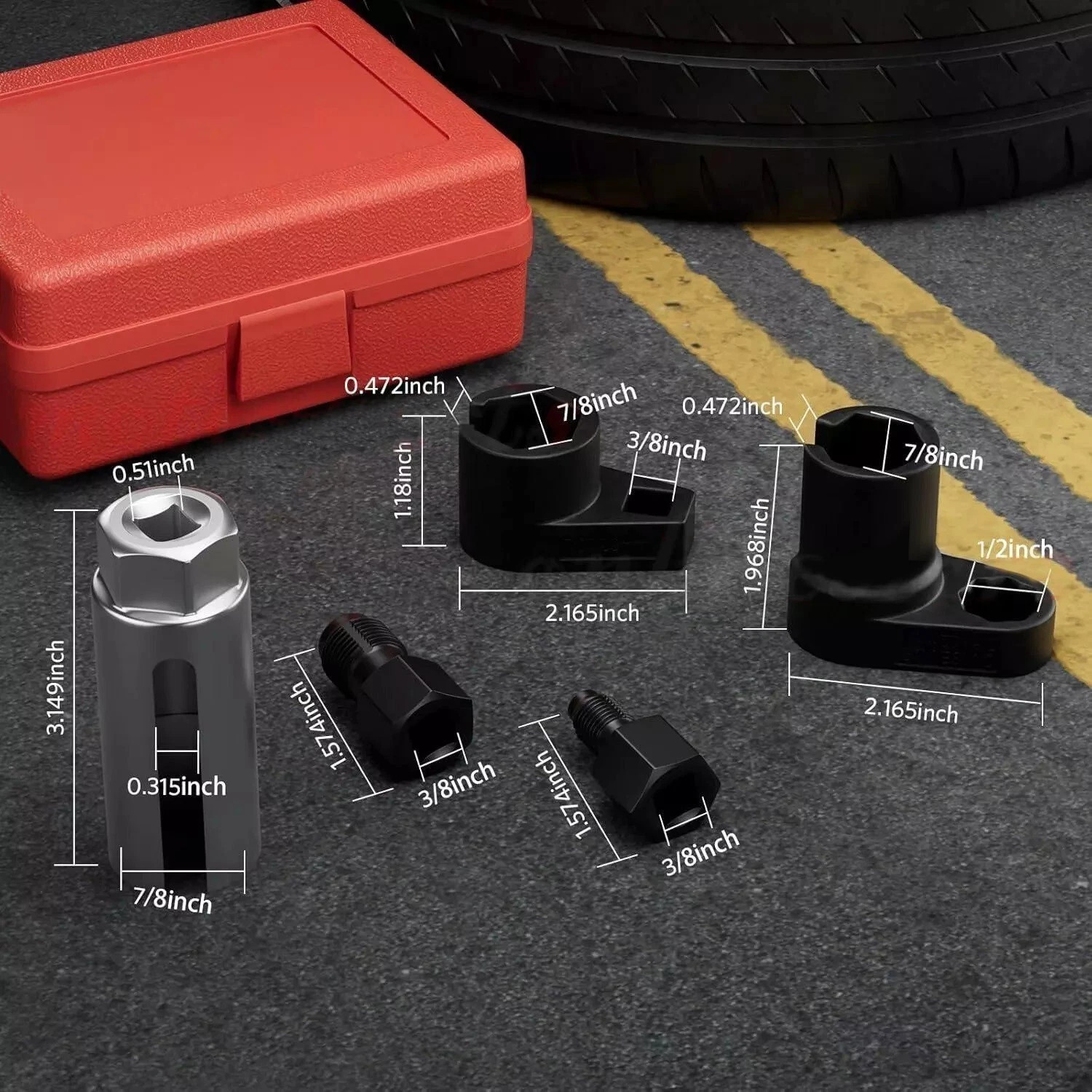 O2 Oxygen Sensor Socket Thread Chaser Set 5PCS O2 Sensor Wrench Removal Tool Kit