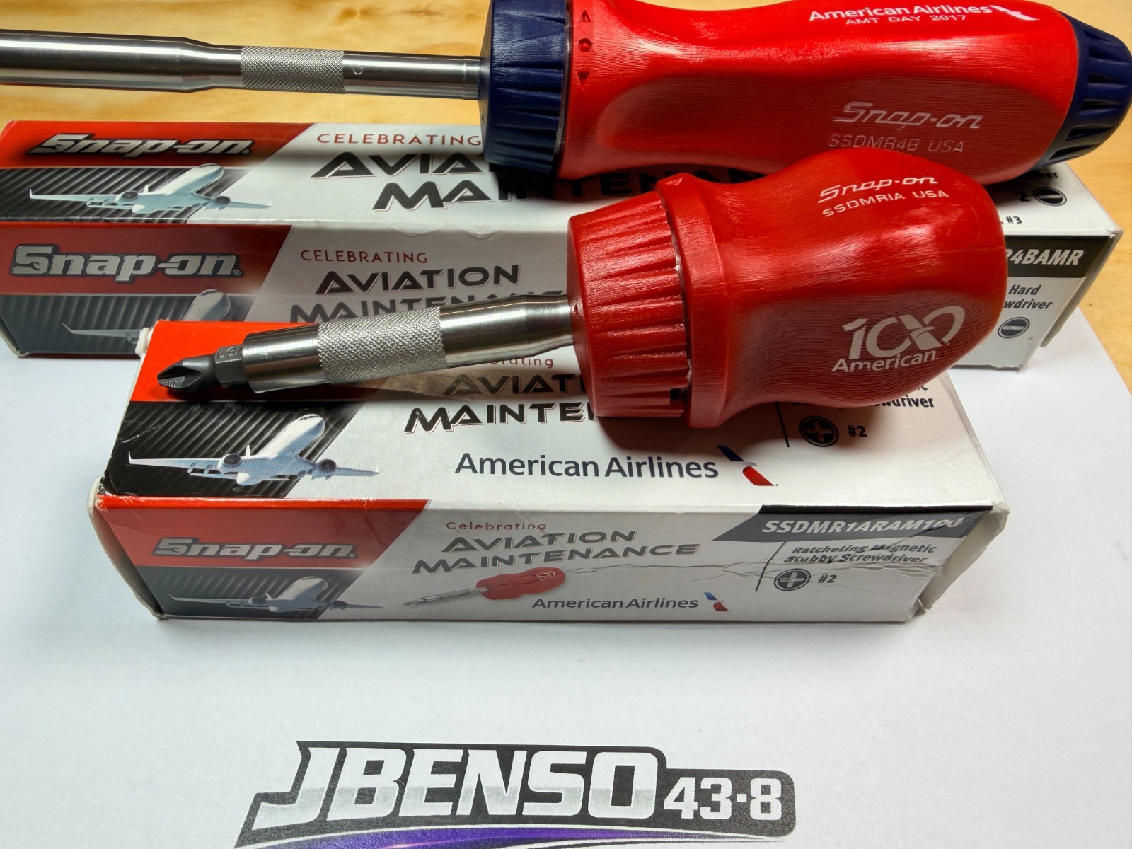 Snap-on Tools USA NEW 2pc AMERICAN AIRLINES AMT DAY Ratcheting Screwdriver Set