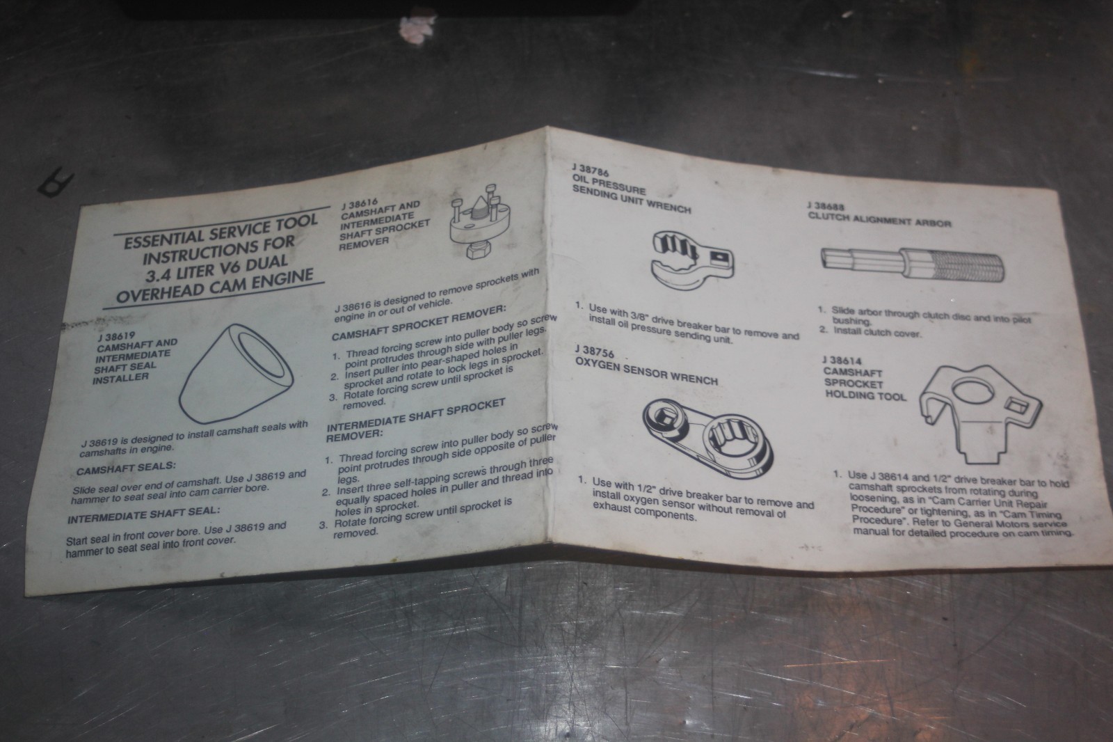 Kent Moore 3.4 Liter V6 Dual Overhead Cam Engine Special Service Tool Set