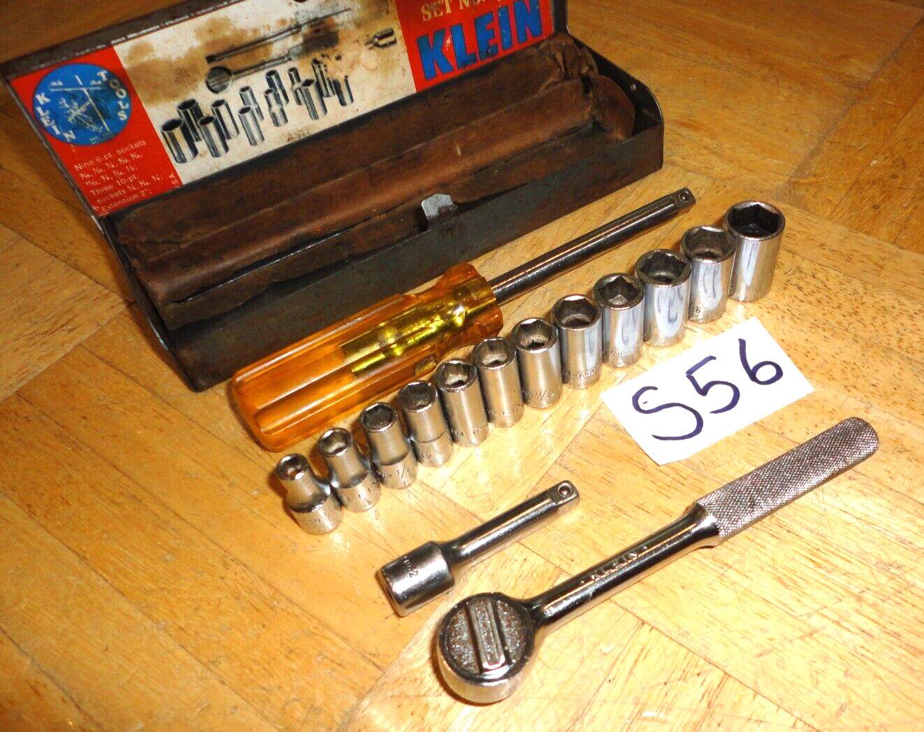 KLEIN TOOLS 16 PIECE 1/4 DRIVE GENERAL SERVICE SET 7 IN CASE 65001 VINTAGE 60’S