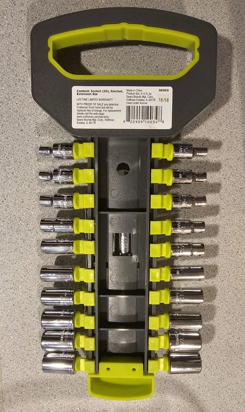 22 Piece Sears Craftsman Evolv 1/4” Metric Ratchet Socket Set 98969 NOS