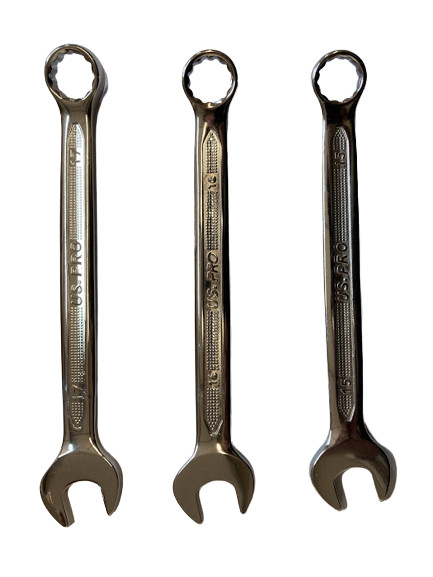 US PRO 15PC Metric Combination Spanner Set 6-22MM Chrome Polished Ring Wrench