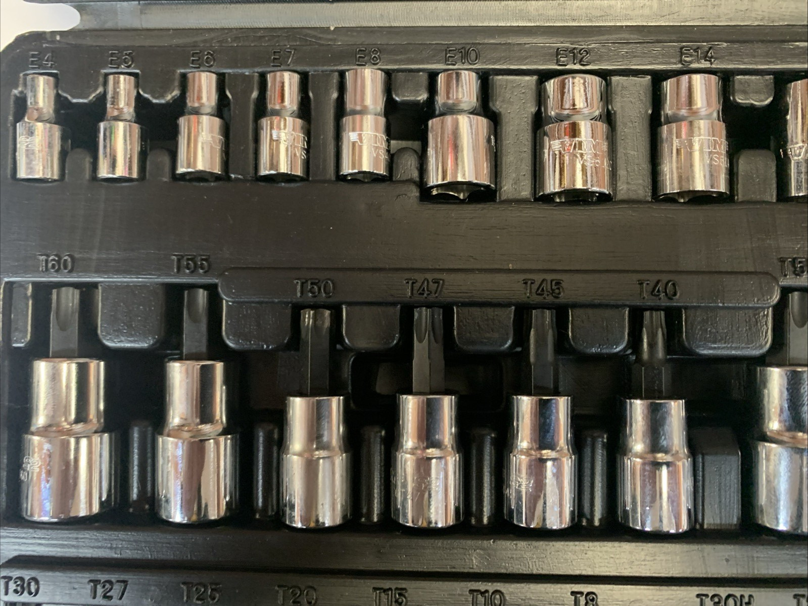 VIM pc torx TMS34PF. 34pc Master Torx/ E-Torx/ Star Bit SockeT set. (b4)