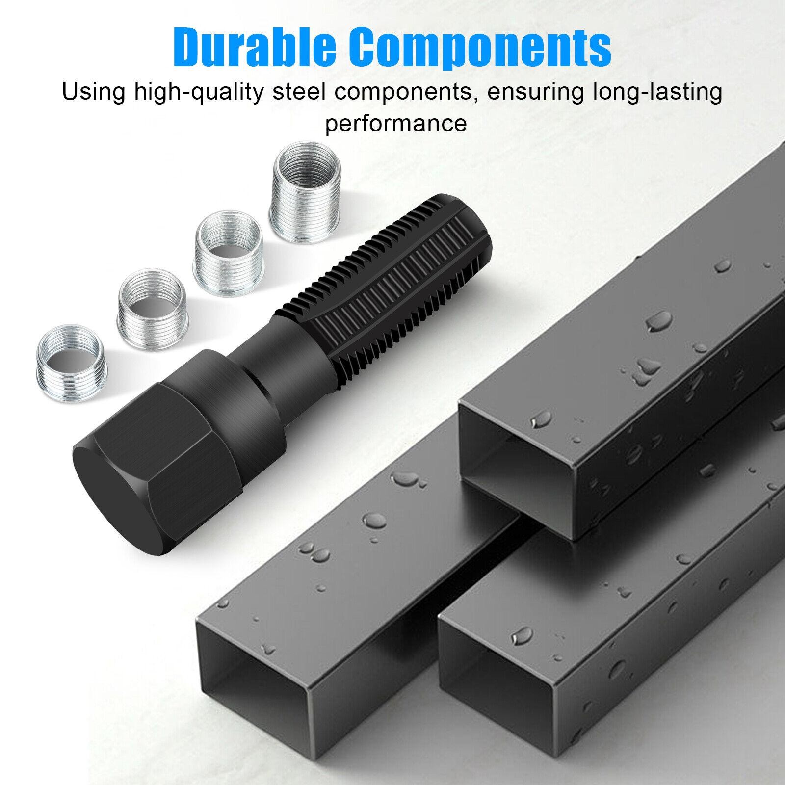 M14 x1.25 Spark Plug Rethread Thread Repair Kit Reamer Tap with 4 Inserts