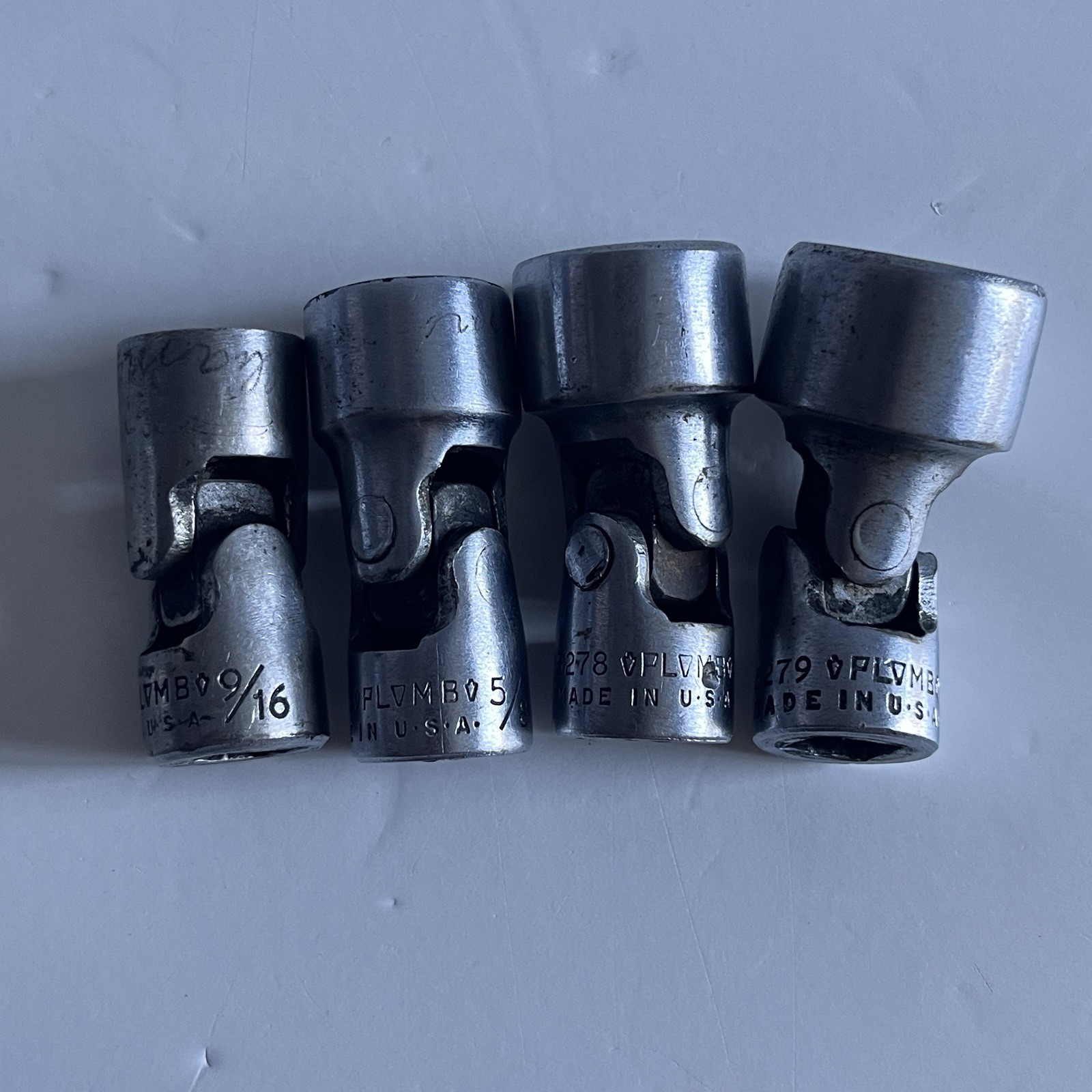 Vintage Plomb 3/8″ Swivel Socket Set Universal Joint 52XX Plvmb Plumb USA
