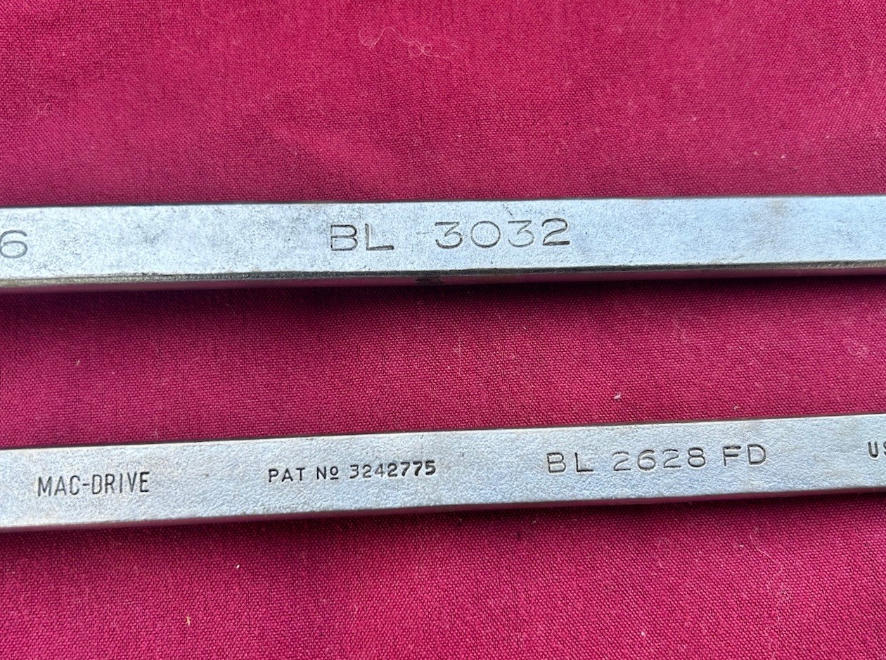 MAC Tools Double Box End Long Handle Wrenches 15/16 x 1”~ 13/16 x 7/8” SAE Sizes