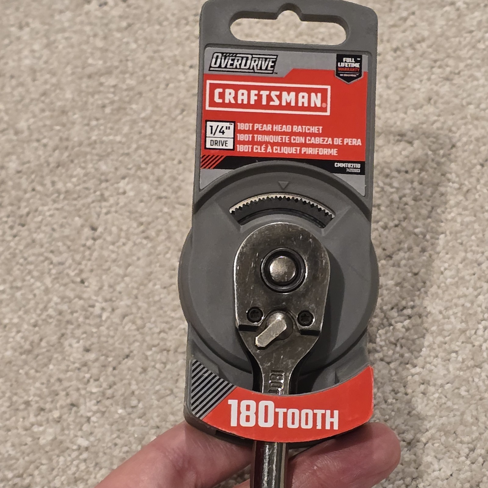 CRAFTSMAN OVERDRIVE 1/4″ Drive 180T Pear Head Ratchet (CMMT82110)