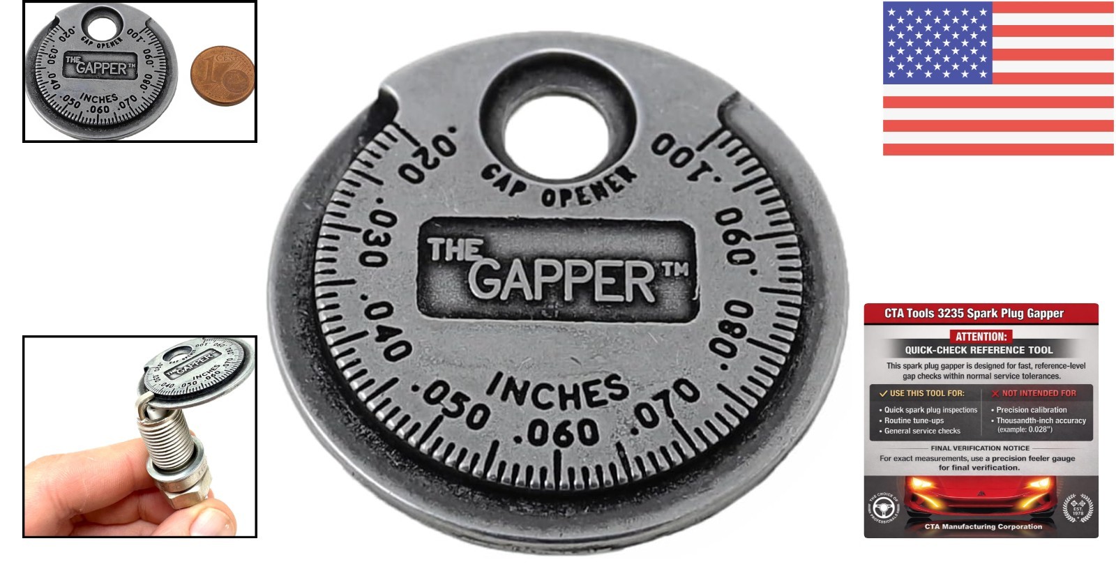 3235 Coin-Style Spark Plug Gapper Tool: Quick-Check for 0.020″–0.100″ Gaps