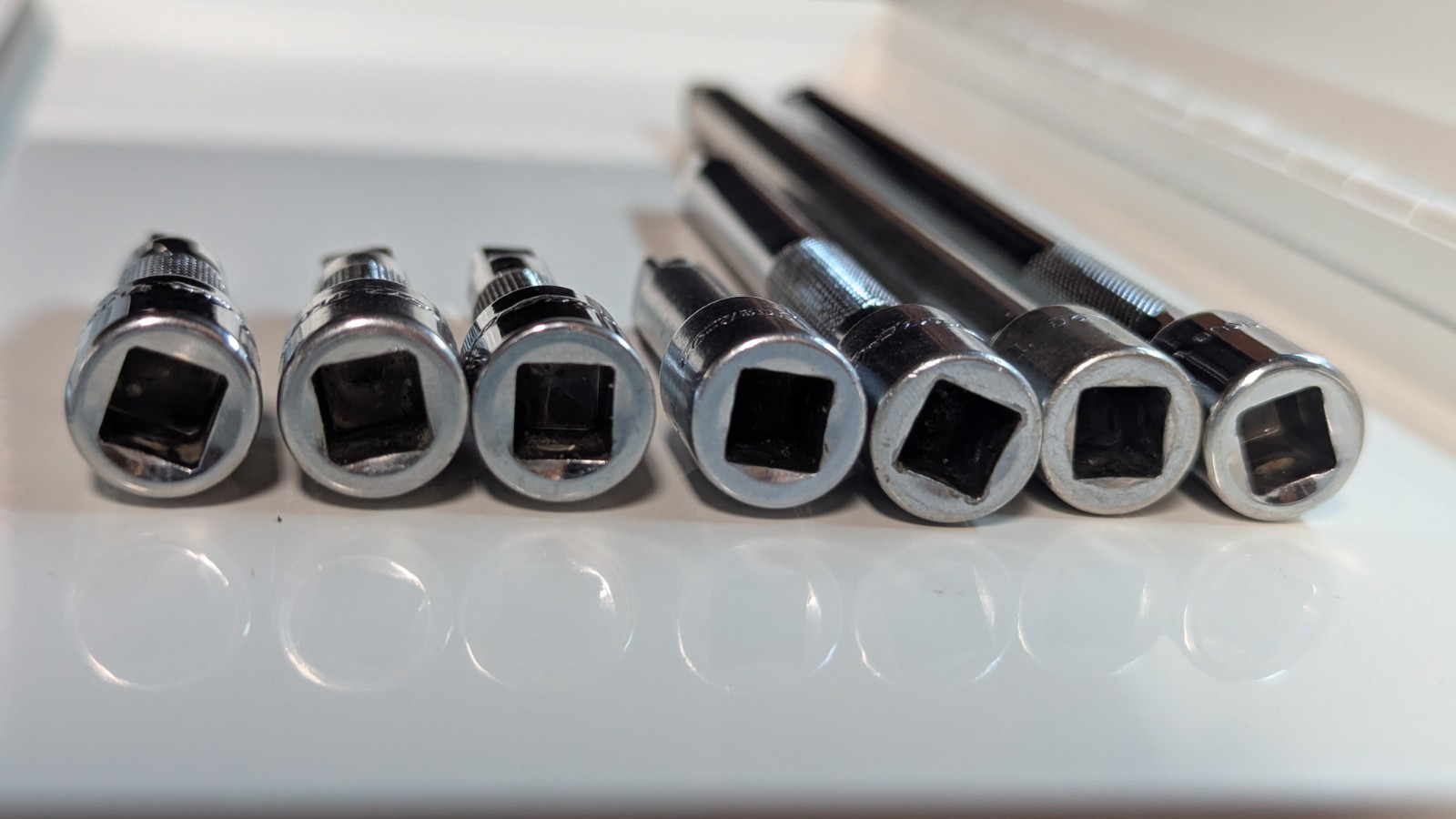 Snap-on Lot of 7 1/4″ Drive Socket Extensions Knurled & Wobble Chrome USA Made