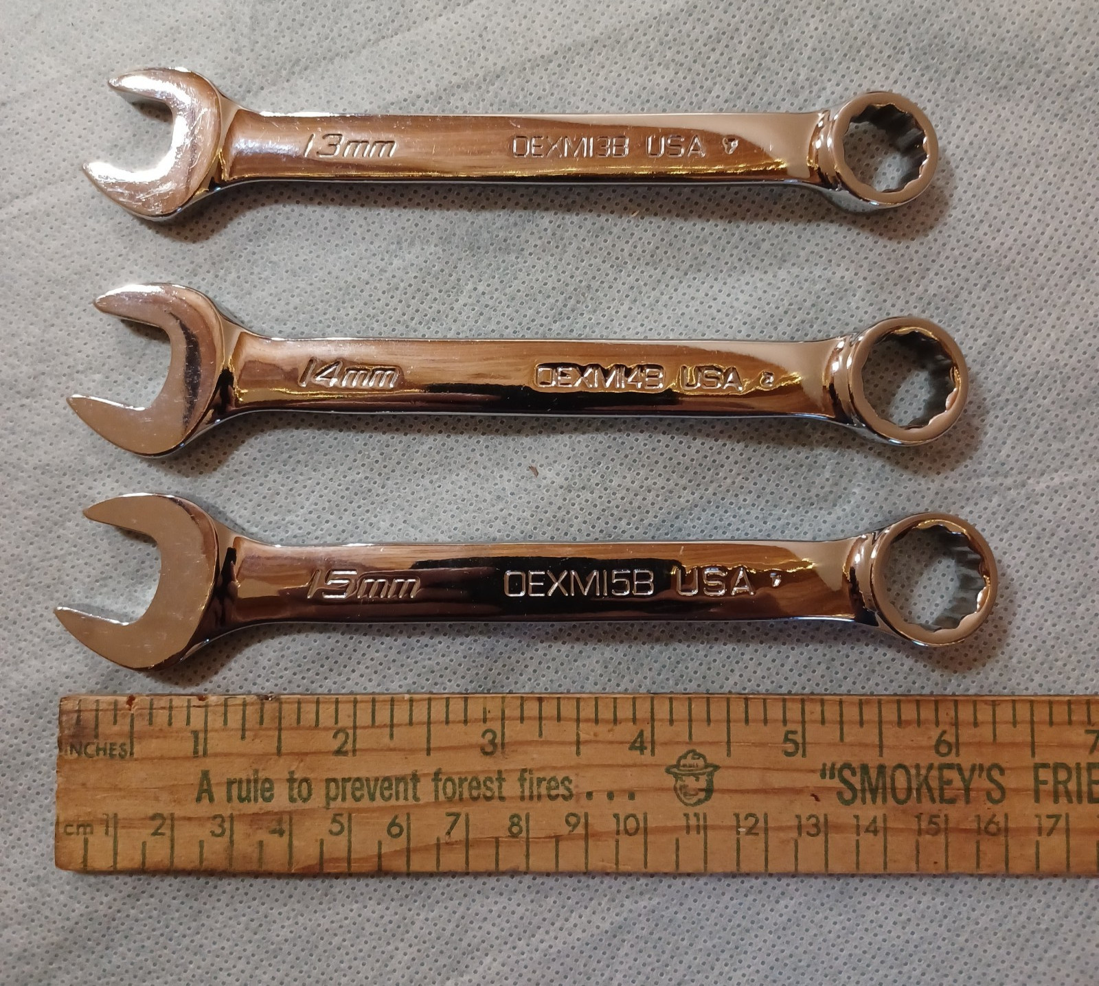 Lot Of 3 Snap-On Tools Metric Combination Wrenches 13mm 14mm & 15mm ~ Chrome
