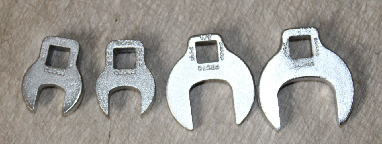 4 Piece PROTO 3/8″ drive SAE Crowfoot Wrench Set Lot USA 1» 3/4» 9/16» 1/2»