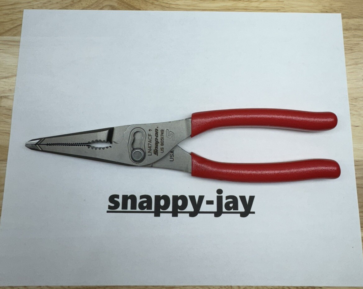 Snap-On Tools USA NEW RED 9″ Soft Grip Long Nose Slip Joint Pliers LN47ACF