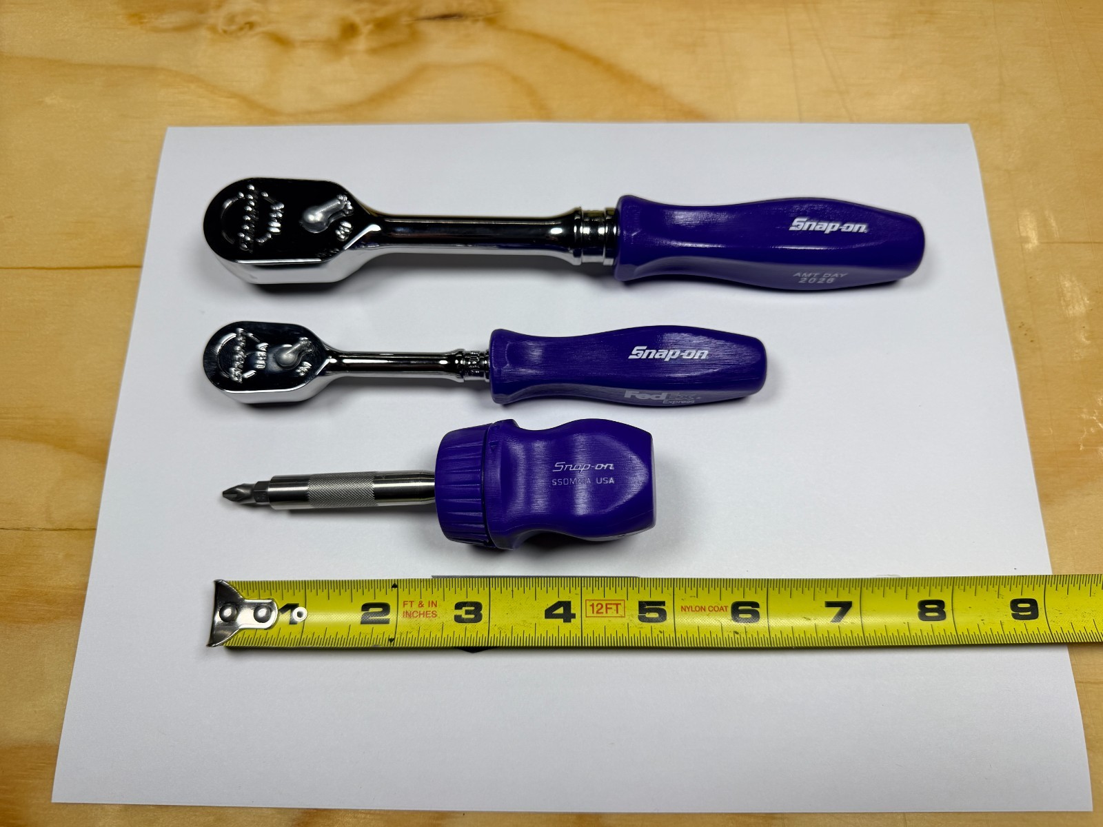 Snap-on Tools NEW ULTRA RARE PURPLE FedEx 3pc AMT DAY Ratchet & Screwdriver Set