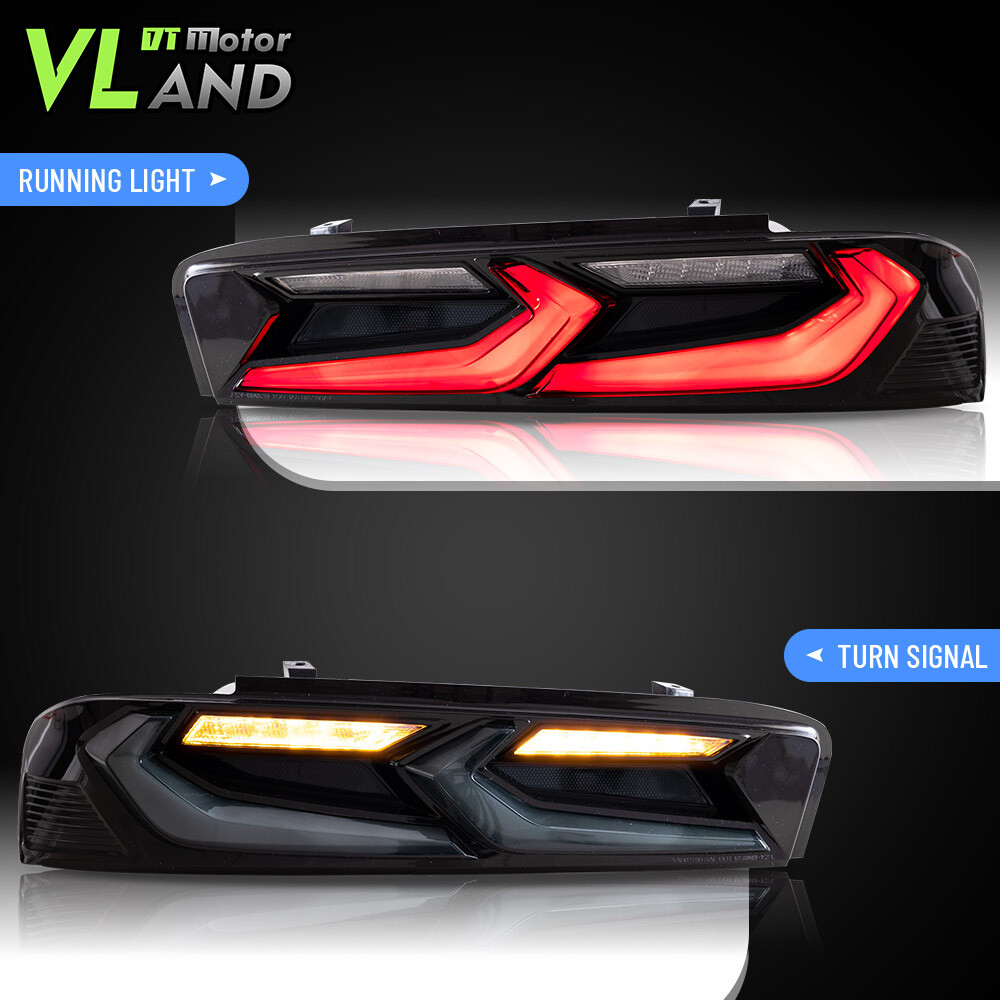 Set VLAND FULL LED Tail Lights For Chevy Camaro 2016-2018 DRL Smoked Rear Lights