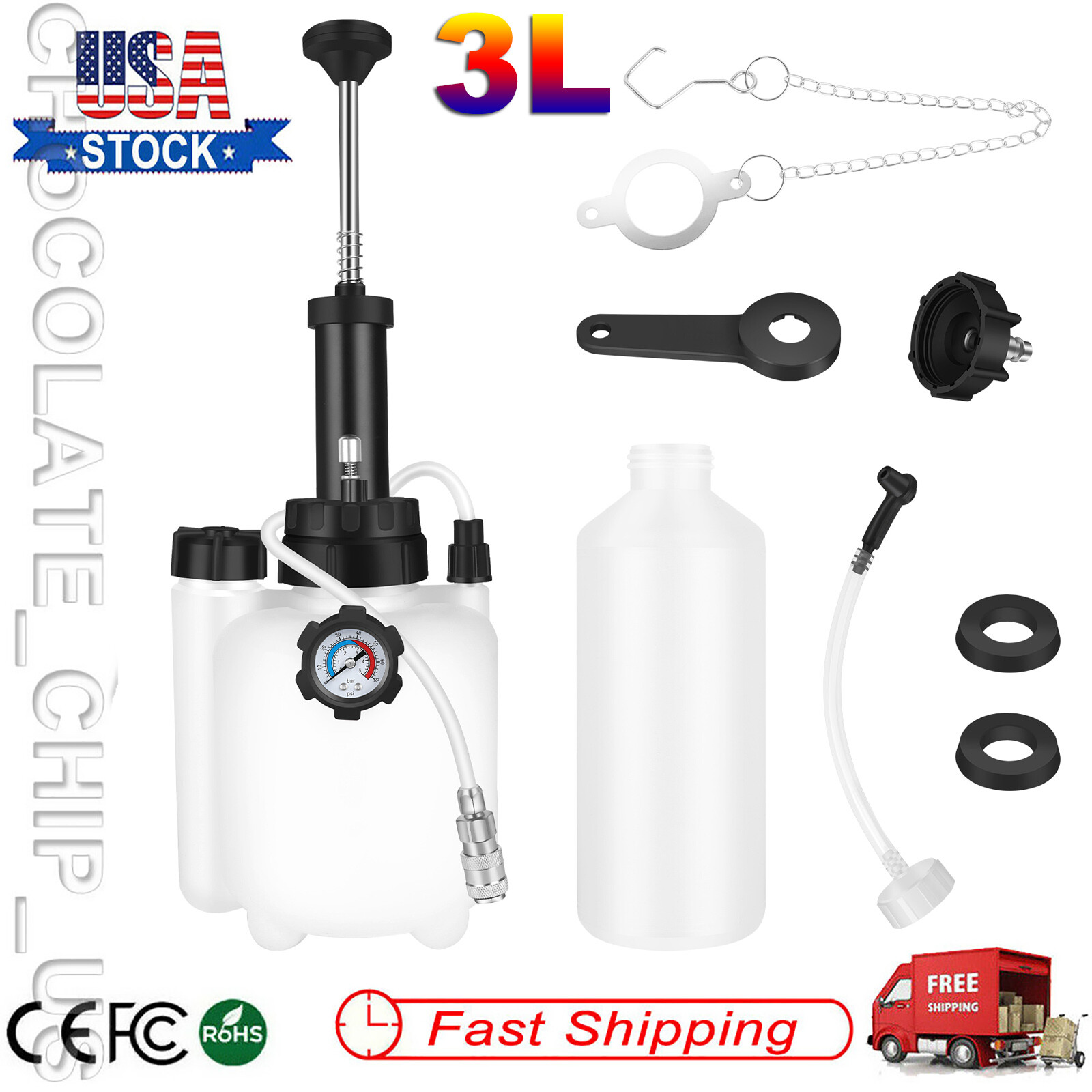 3L Car Brake Bleeding Clutch Fluid Bleeder Pneumatic Vacuum Pump Tester Tool Kit