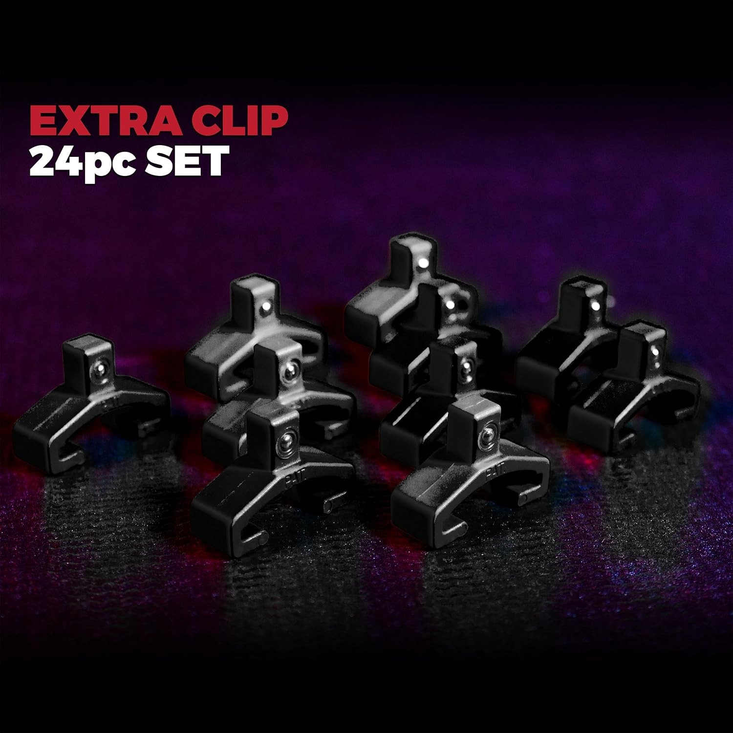Black Spring-Loaded Ball Bearing Socket Clips – 24-Pack 1/4-Inch – Compatible