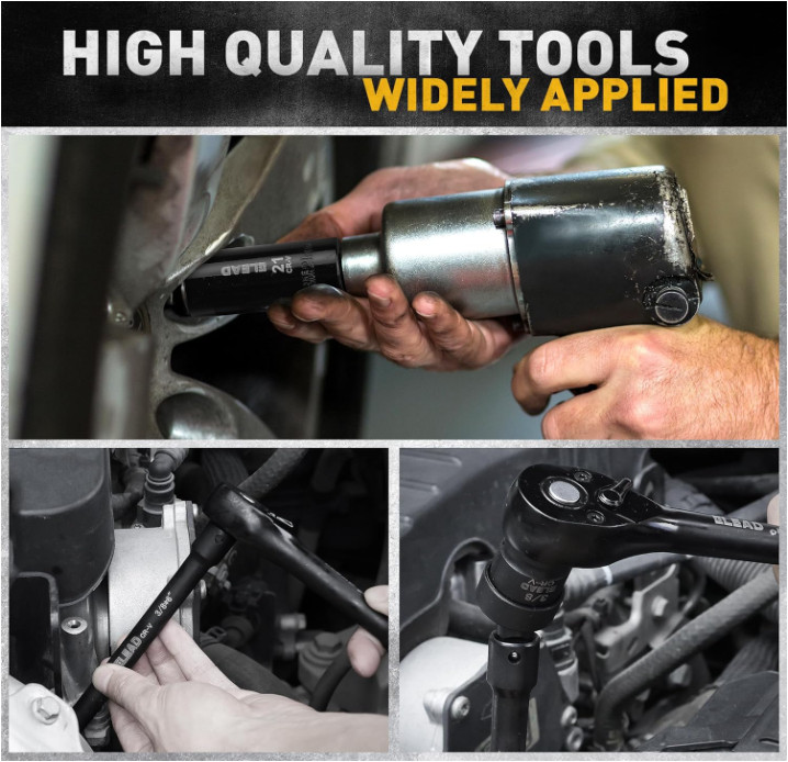 3/8» Drive Impact Socket Set 50Pcs Shallow & Deep Socket Set Metric & Standard