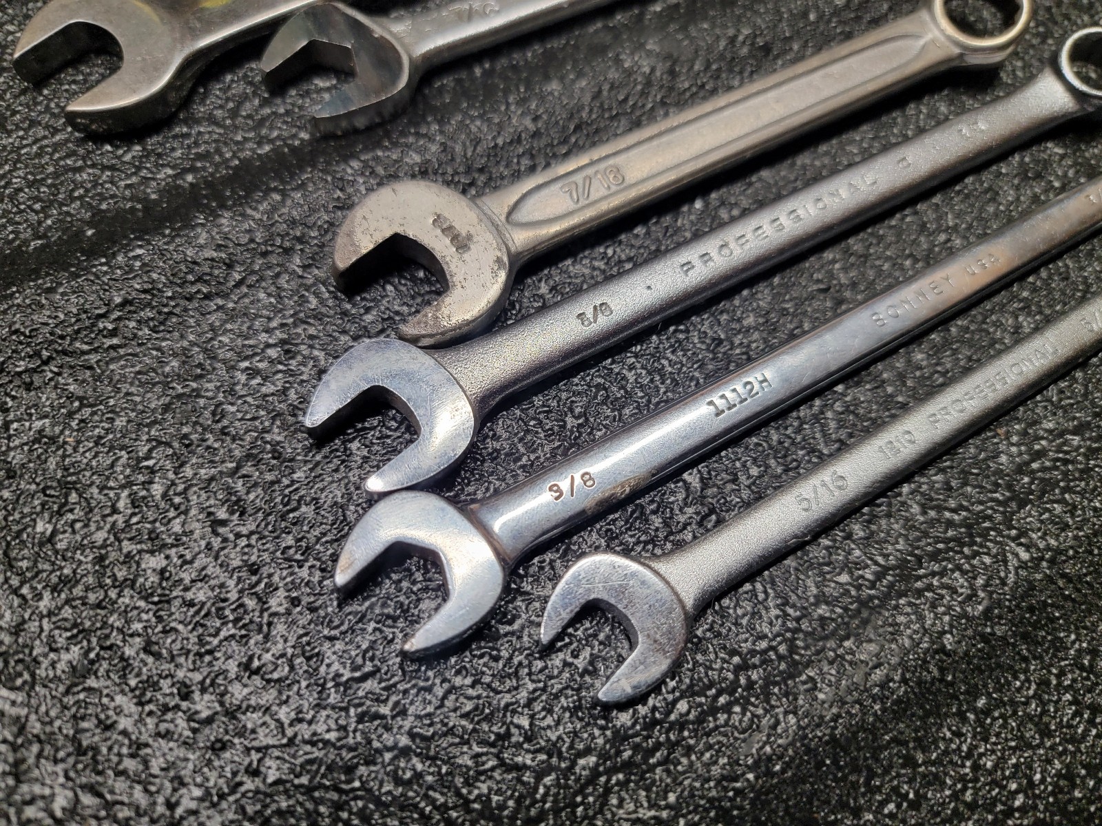 Vintage USA SAE combination wrench lot Proto Bonney K-D Indestro 8 Piece