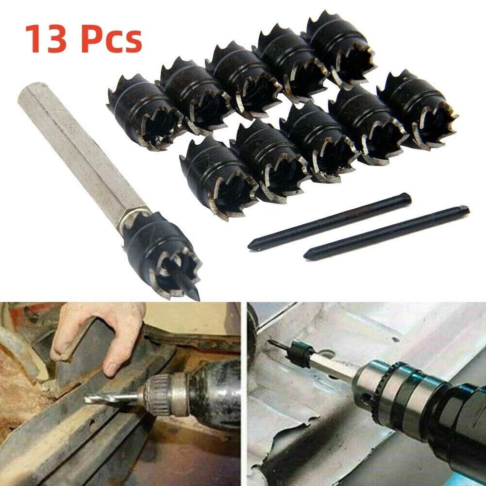 High Speed Steel 13 Pack Double Sided Spot Weld Cutter Set 38 Inch Length