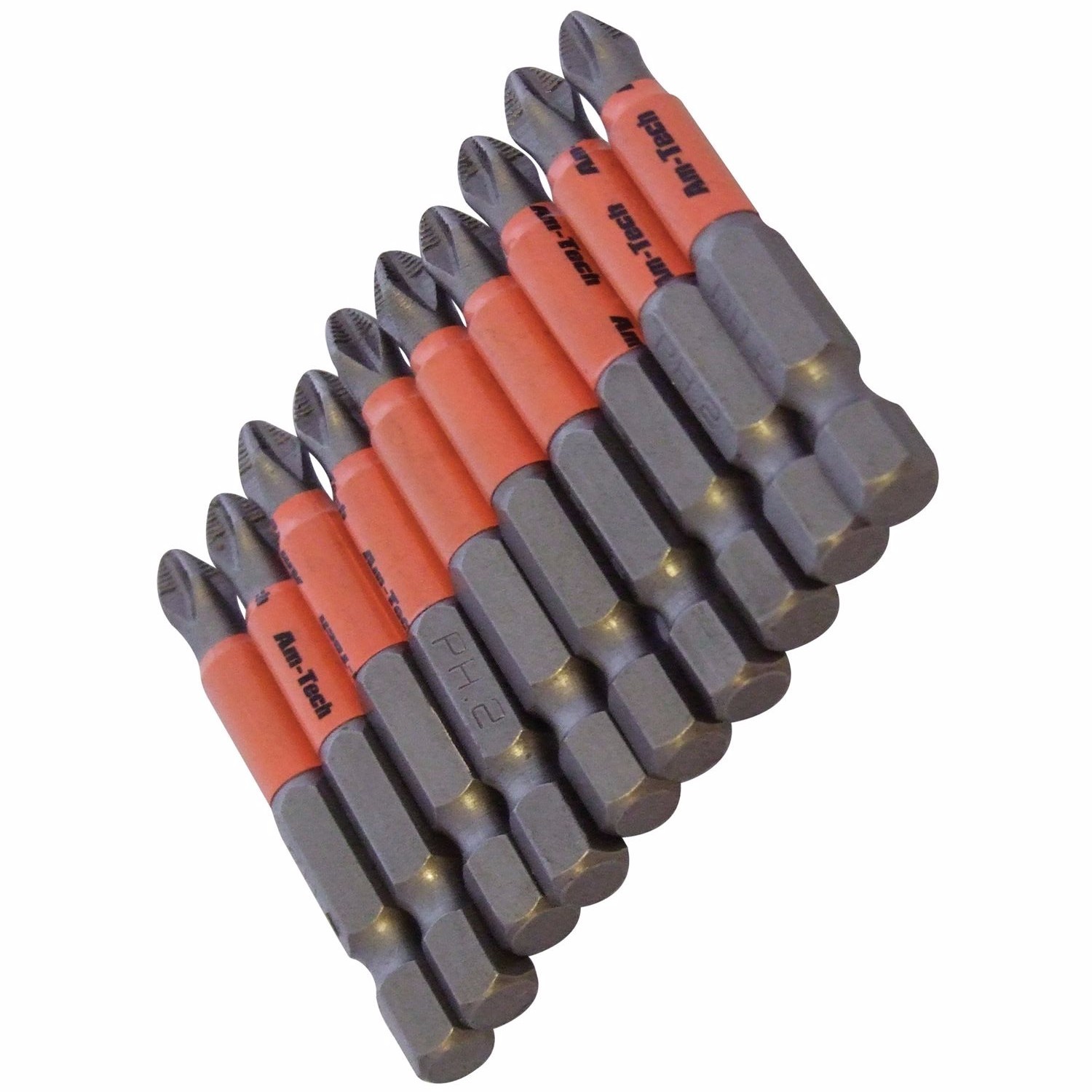 New 10PC 50mm Non Slip with PZ#2 Heads Drill Bits Power Bits Approx 50mm length