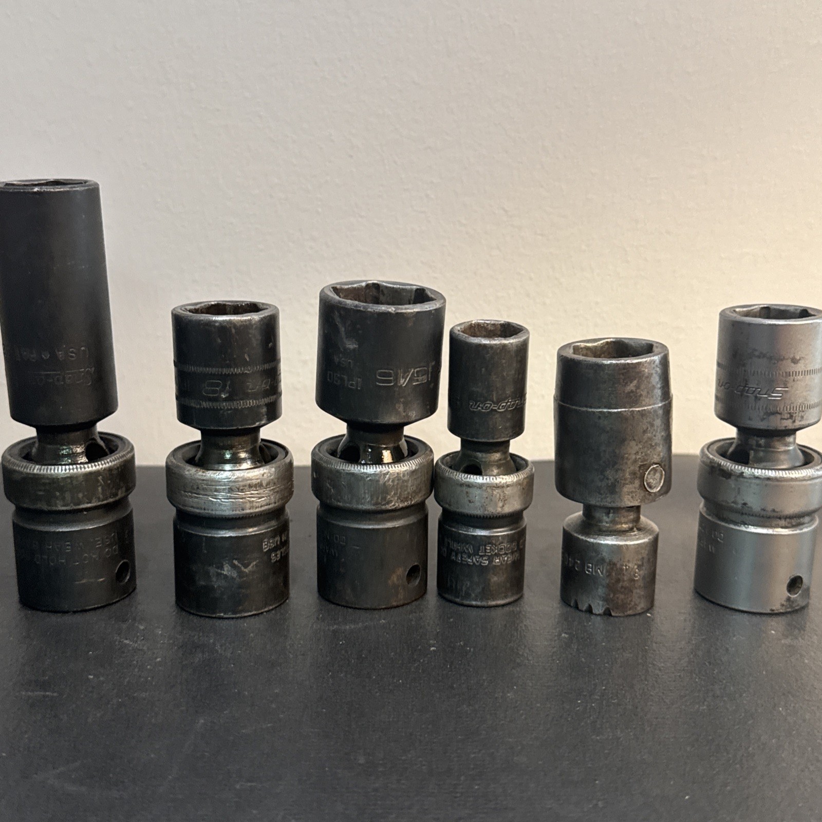 Lot Of 6 SNAP-ON 1/2 Drive Swivel Sockets Metric & Standard Size In Description