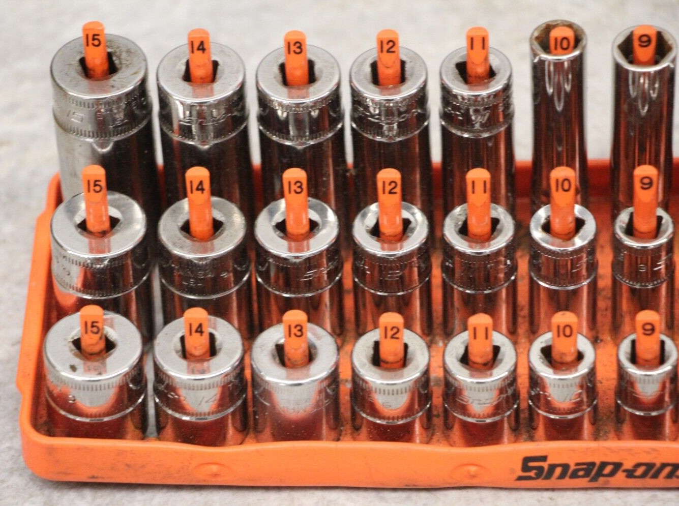 Snap-on Tools USA 42pc 1/4″ Drive 6pt Metric Master Socket Set MISSING 1 PIECE
