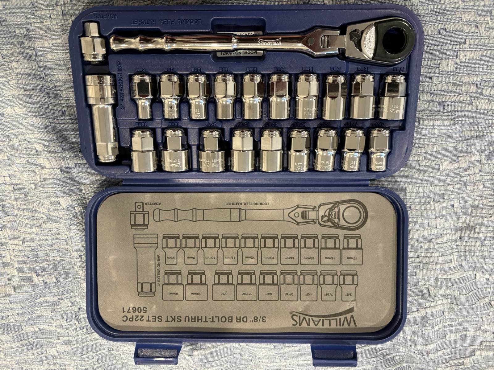 Williams 3/8″ Dr Bolt-Thru Skt Set 22Pc- 50671 brand new