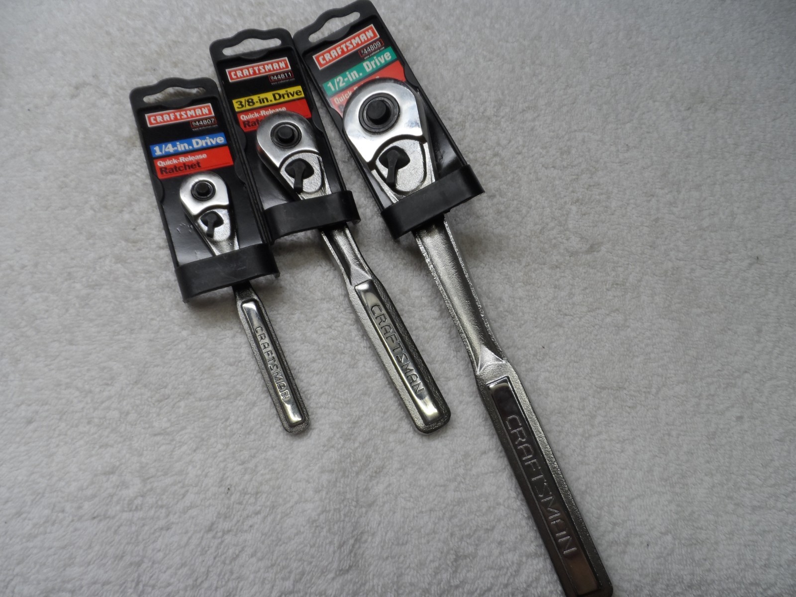 Craftsman 1/4 3/8 1/2 Drive Quick Release Ratchet Set NIP PN 44807/811/809 USA