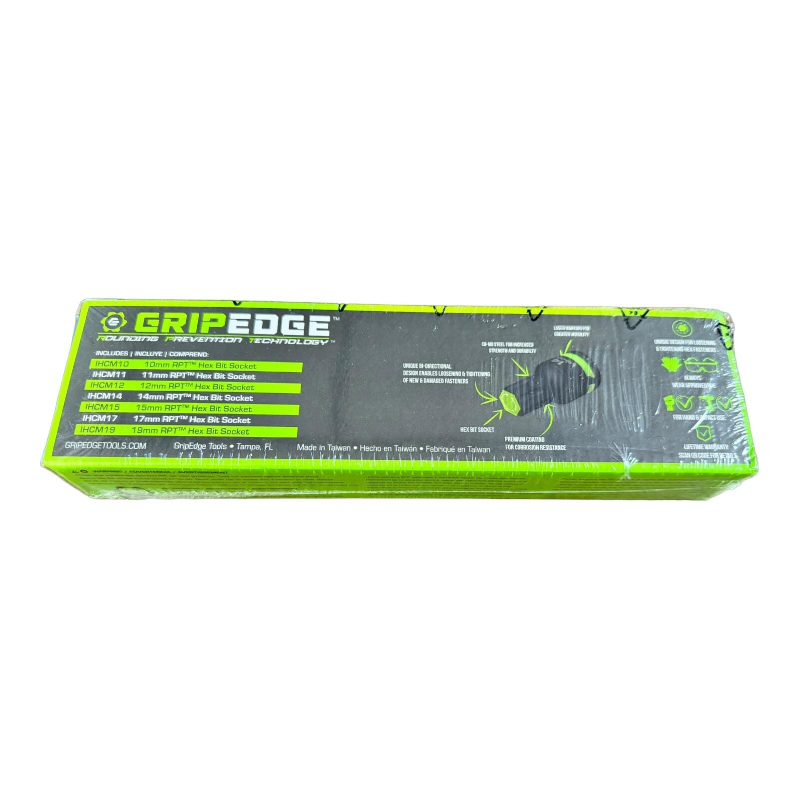 Grip Edge 1/2″ dr Metric RPT Impact Hex Bit Socket Set w/ Rail 10-19mm #IHCM7S