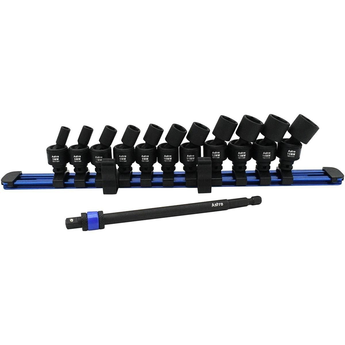Astro Pneumatic 78111 – 12 Pc 1/4″ Square & Hex Dr Magnetic Universal Impact Set