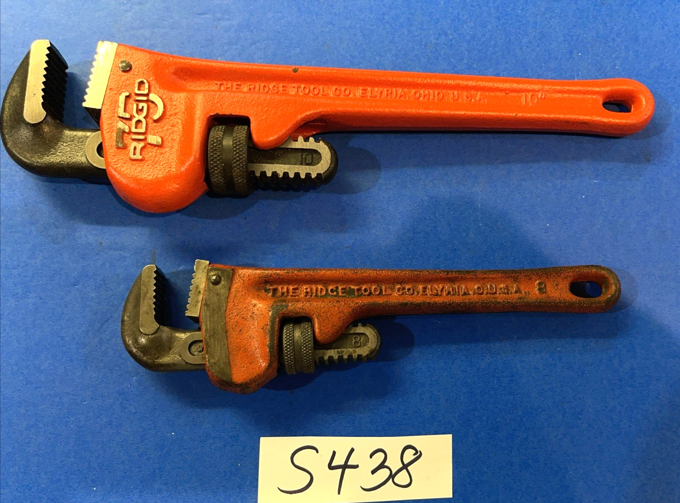 RIDGID TOOLS 2PC 10 INCH 75TH ANNIVERSARY & 8 INCH PIPE WRENCHES
