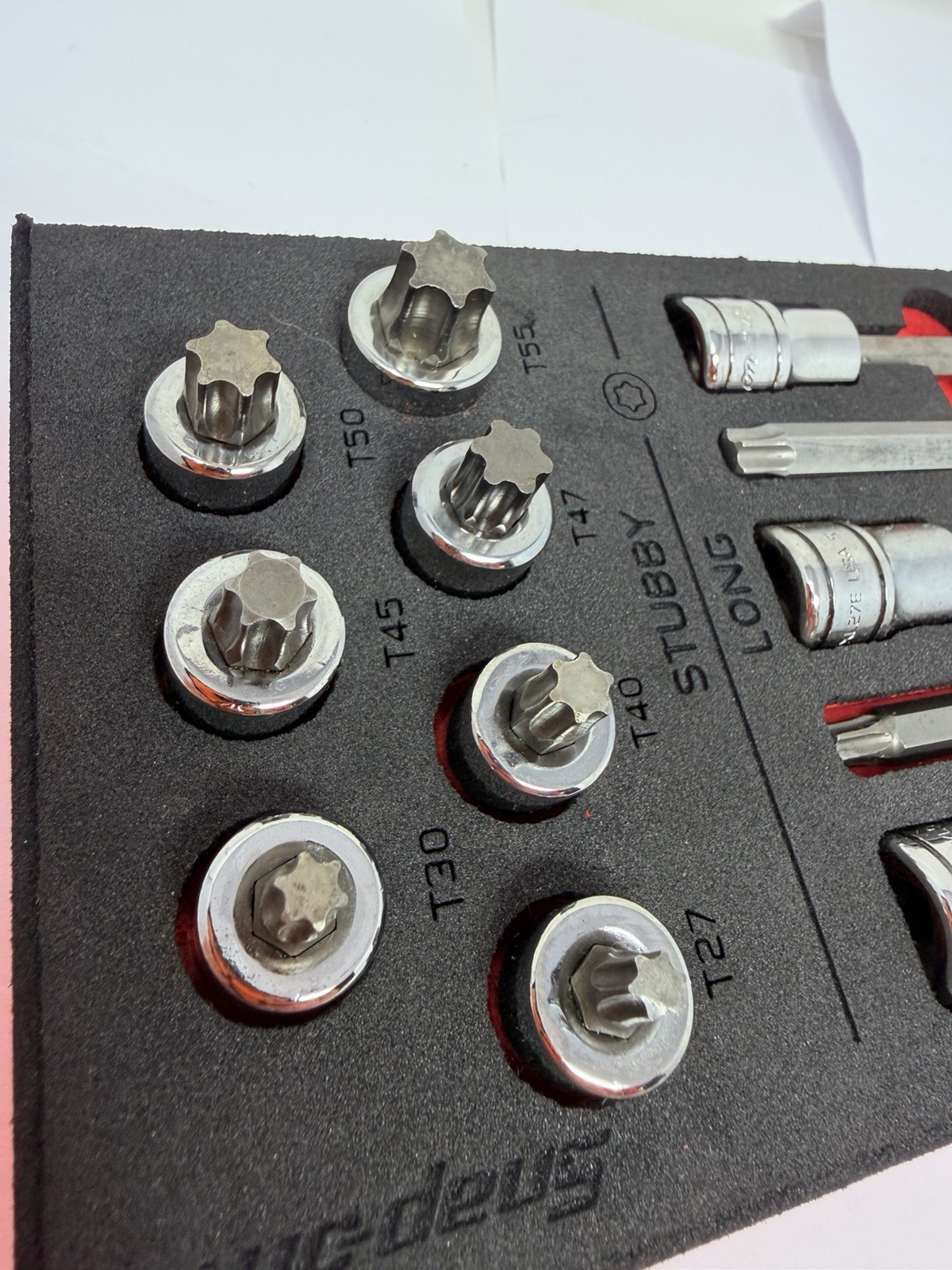 Snap-on 12pc 3/8Drive Stubby/Long TORX Bit Driver Set 212FTXXLFR T-27-T55 +T47GM
