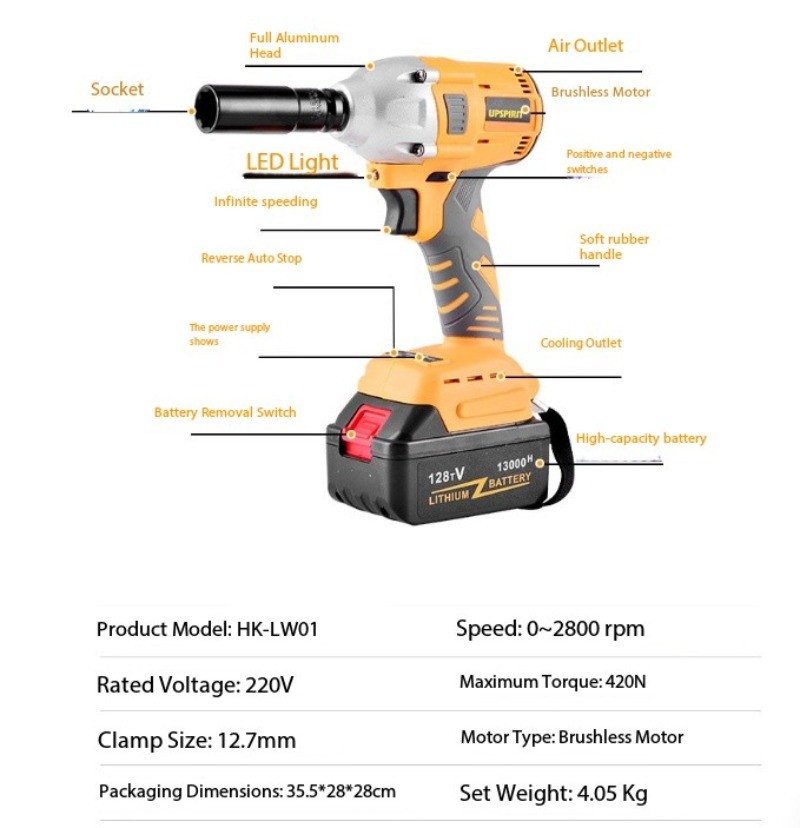 Brushless Electric Charging Wrench Impact Wrench Auto Repair Tool Socket Set