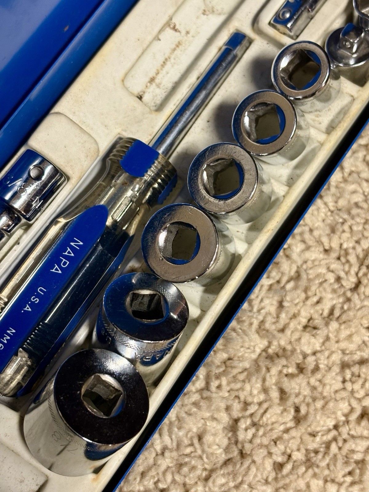 NAPA 3/8″ 1/4″ Socket Set USA Metal Case – Incomplete / See Pics