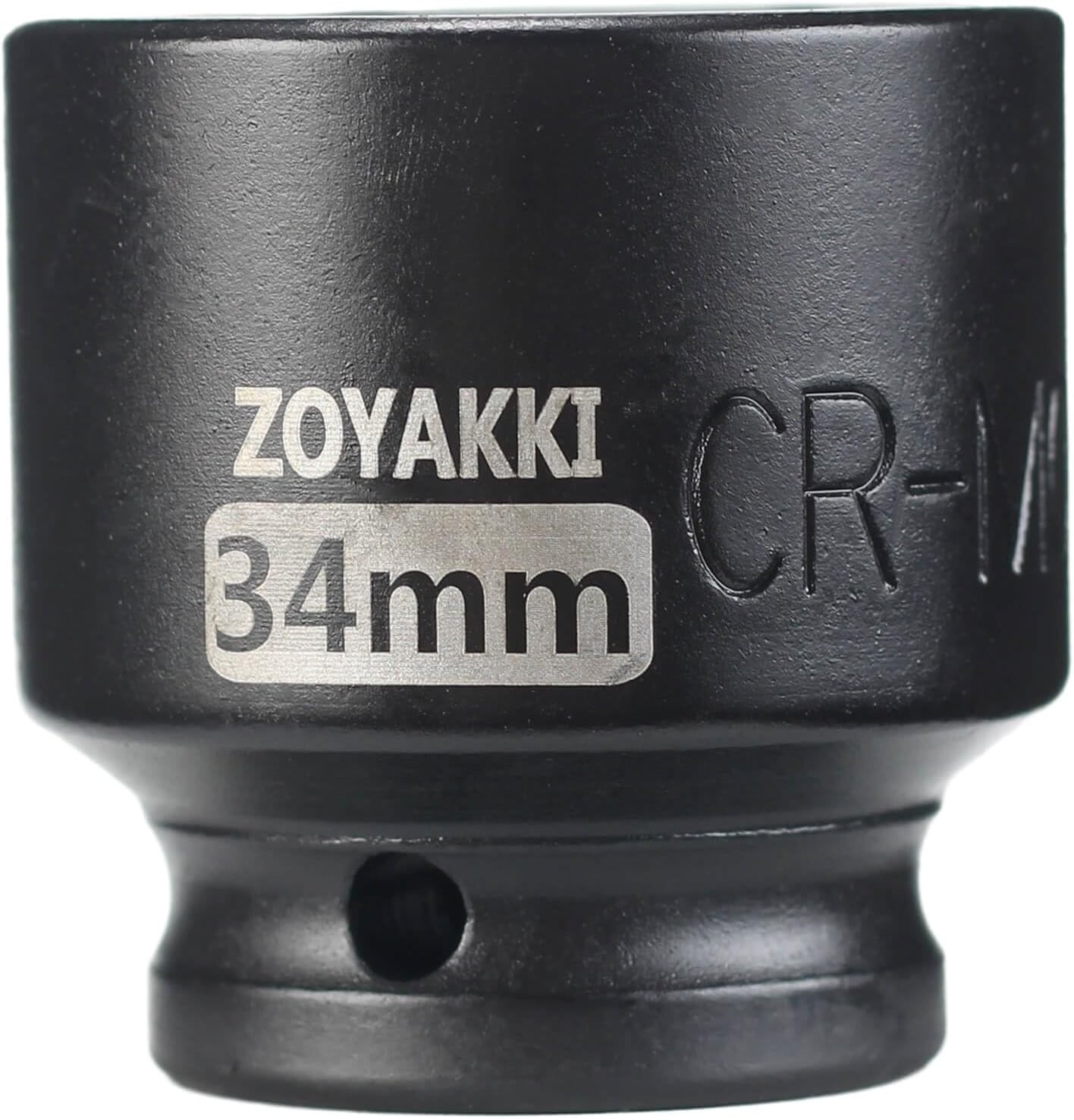 Professional-Grade 1/2 Inch Drive 34mm Impact Socket with Black Phosphate Finish