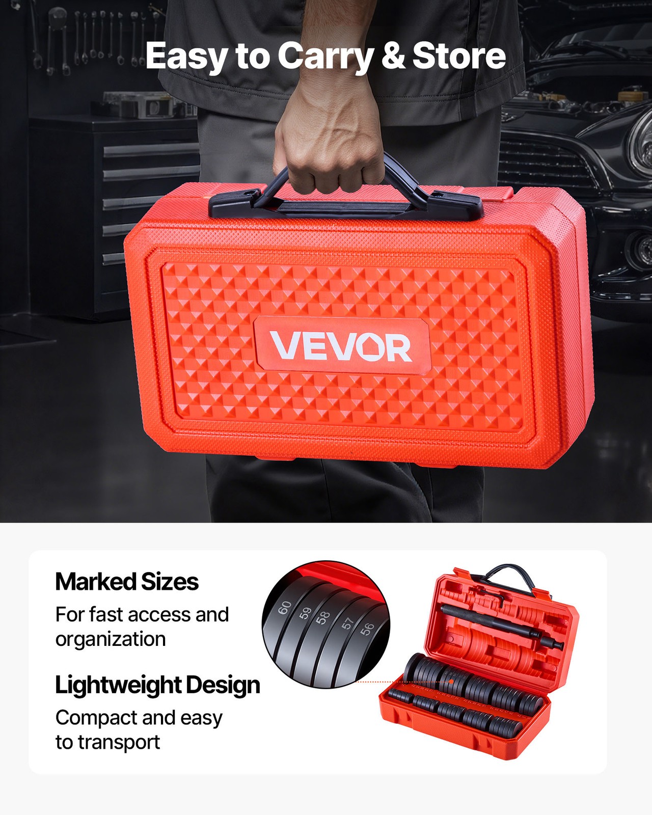 VEVOR Bearing Press Kit Bushing Bearing Seal Driver Removal Tool Set 52 Pcs Case