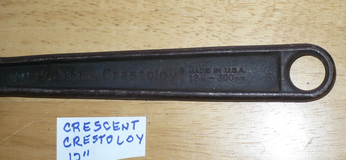 Vintage 12″ Crescent Crestoloy Adjustable Wrench 300mm Cap 1-5/16 33.3mm