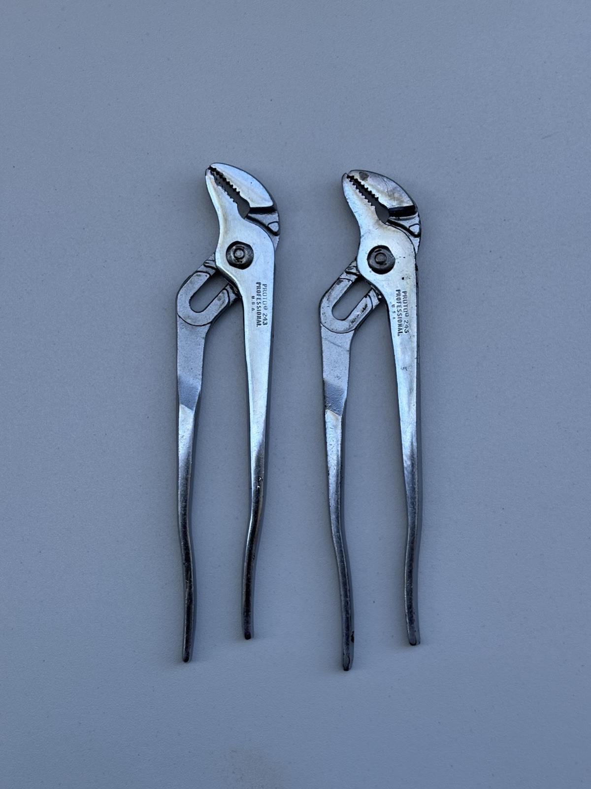 Lot of 2 Proto 243 10″ Adjustable Slip Joint Pliers Made in USA