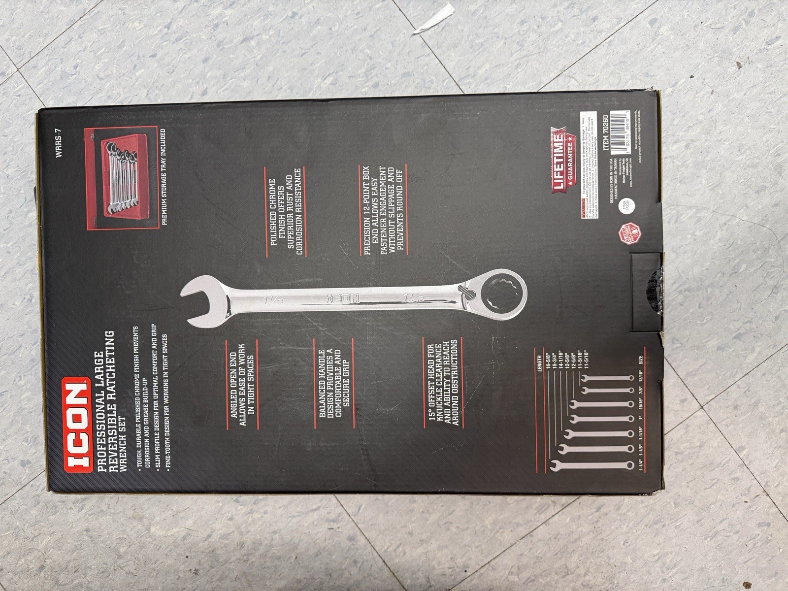 ICON WRRS-7 Professional Large Reversible SAE Ratcheting Wrench Set 70260 New