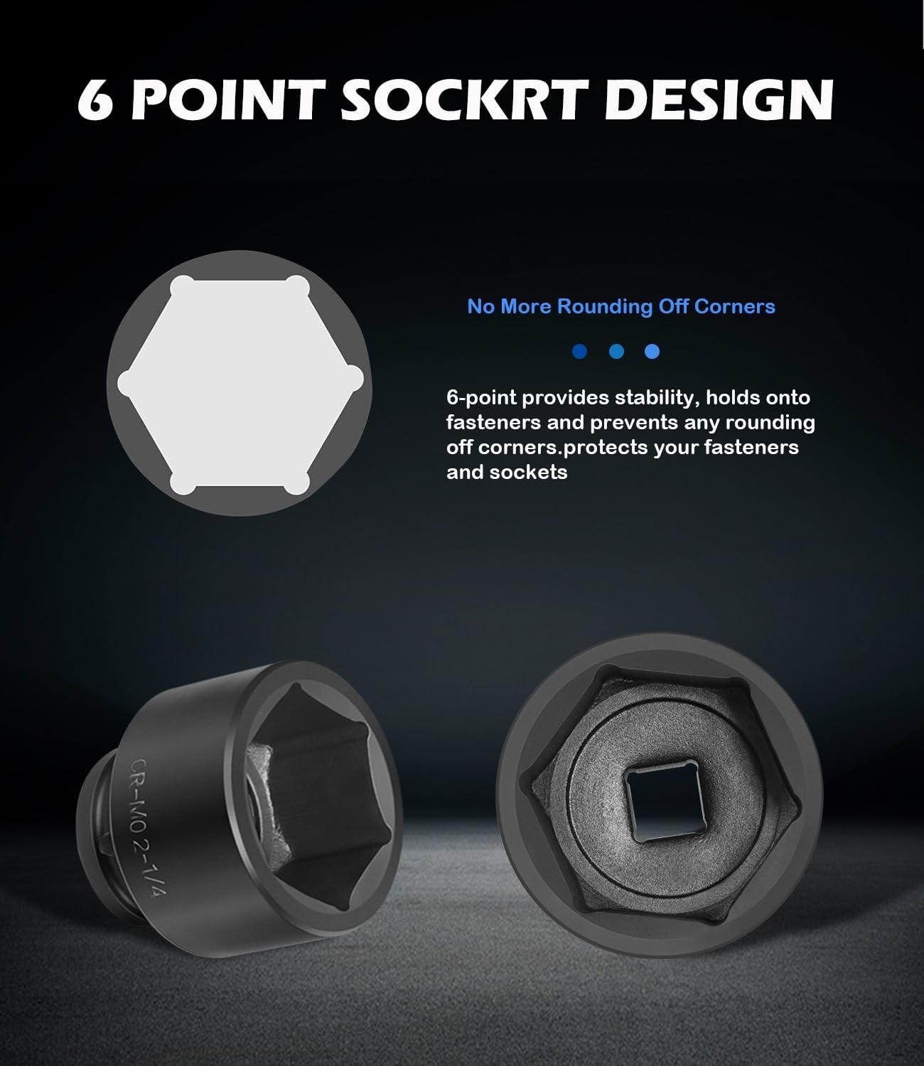8pcs 3/4″ Drive Jumbo Deep Large Impact Socket Set 6 Point SAE 2-1/16″ to 2-1/2″