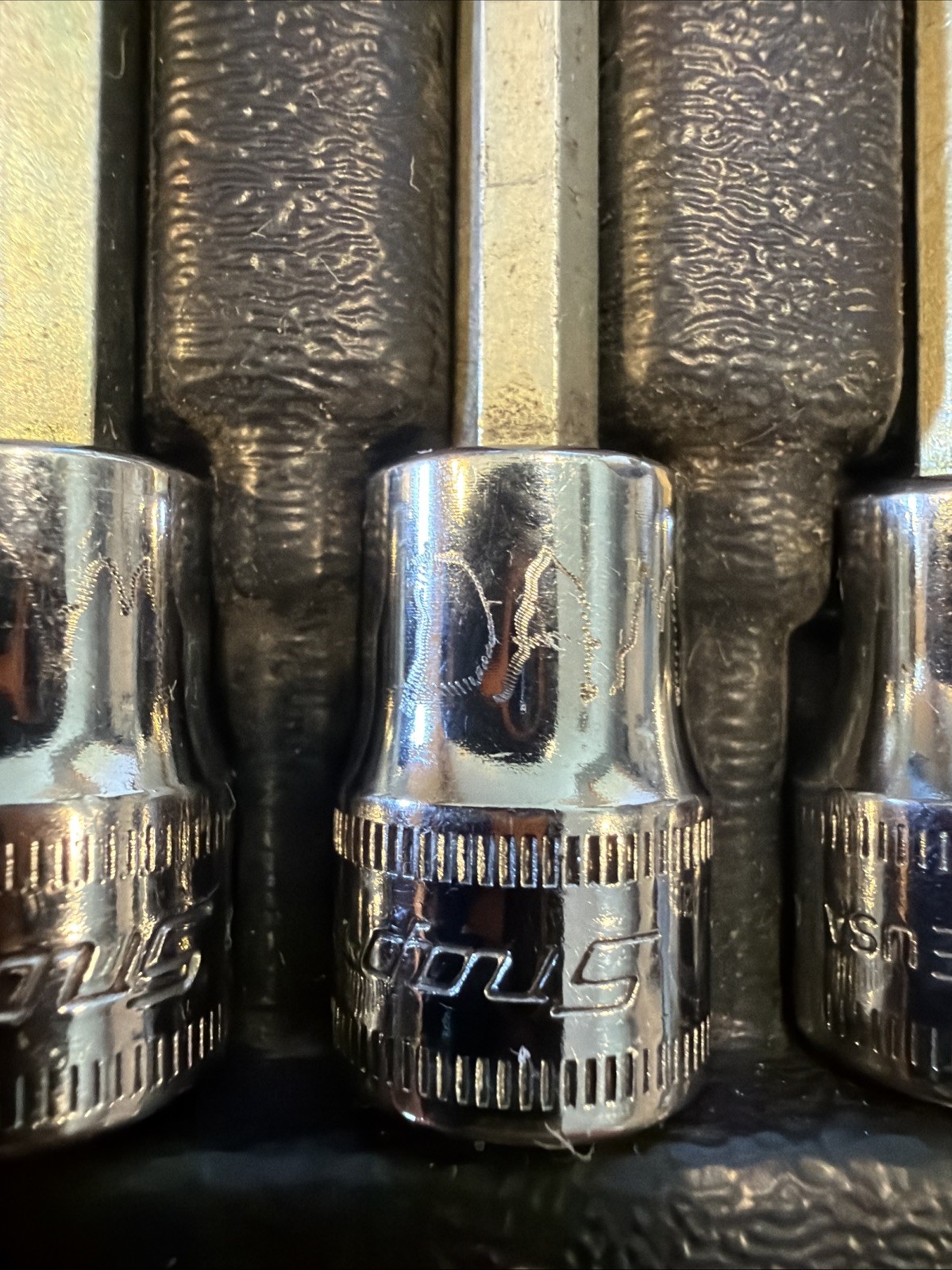 Snap-on 6pc 4mm-10mm Metric Long Hex Bit Socket Set 3/8 Dr 206EFABLM ENGRAVED