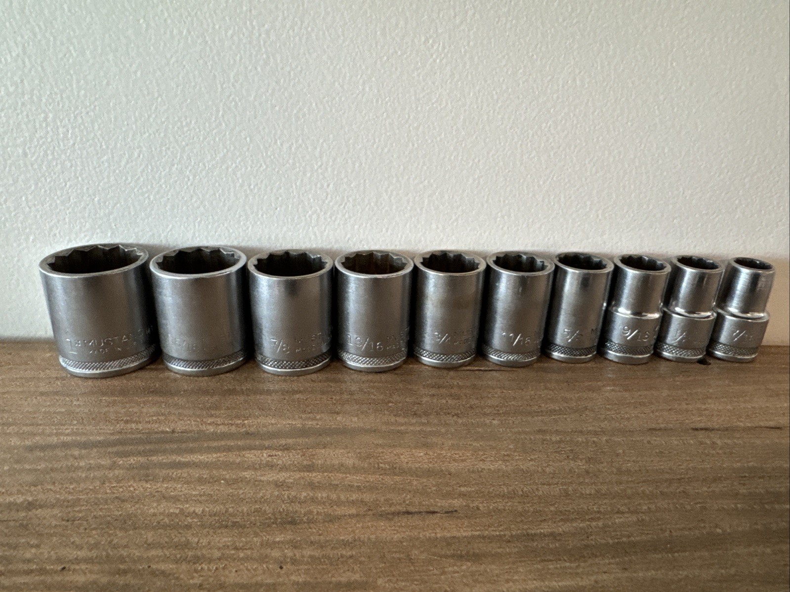 VTG Mustang 1/2” drive sockets SAE (10 pieces) MT1232 – MT 1214 Made In USA
