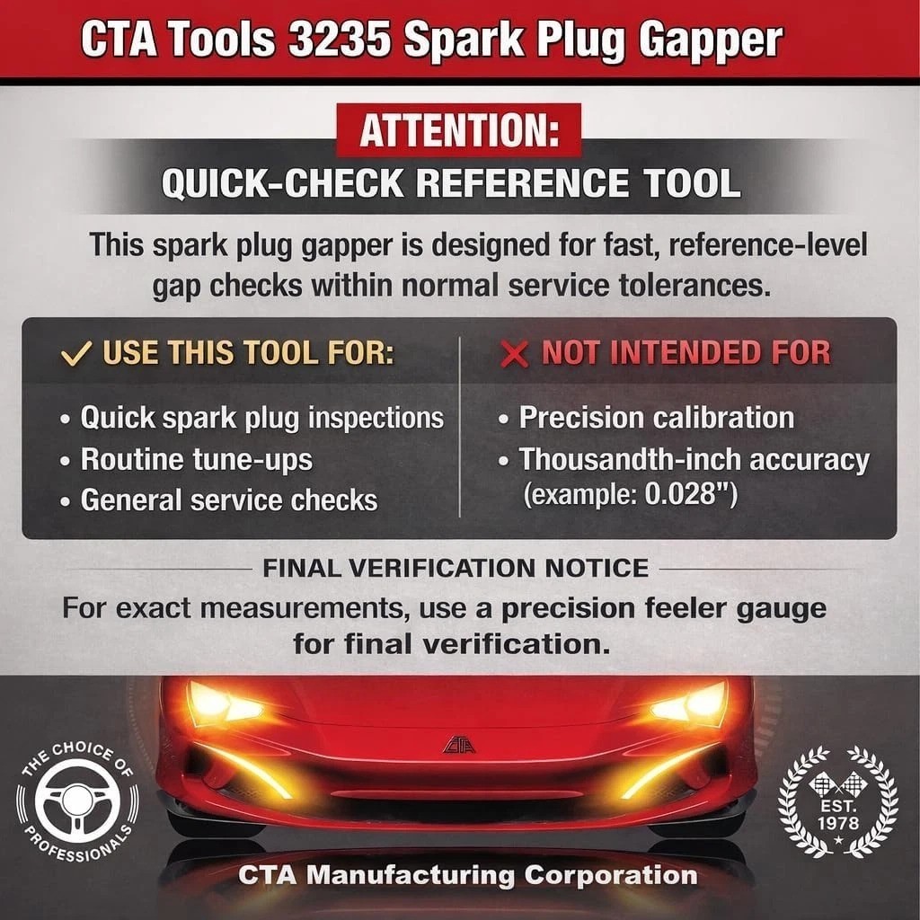 Professional Plated Steel Spark Plug Gapper with 0.020″–0.100″ Measurement Range