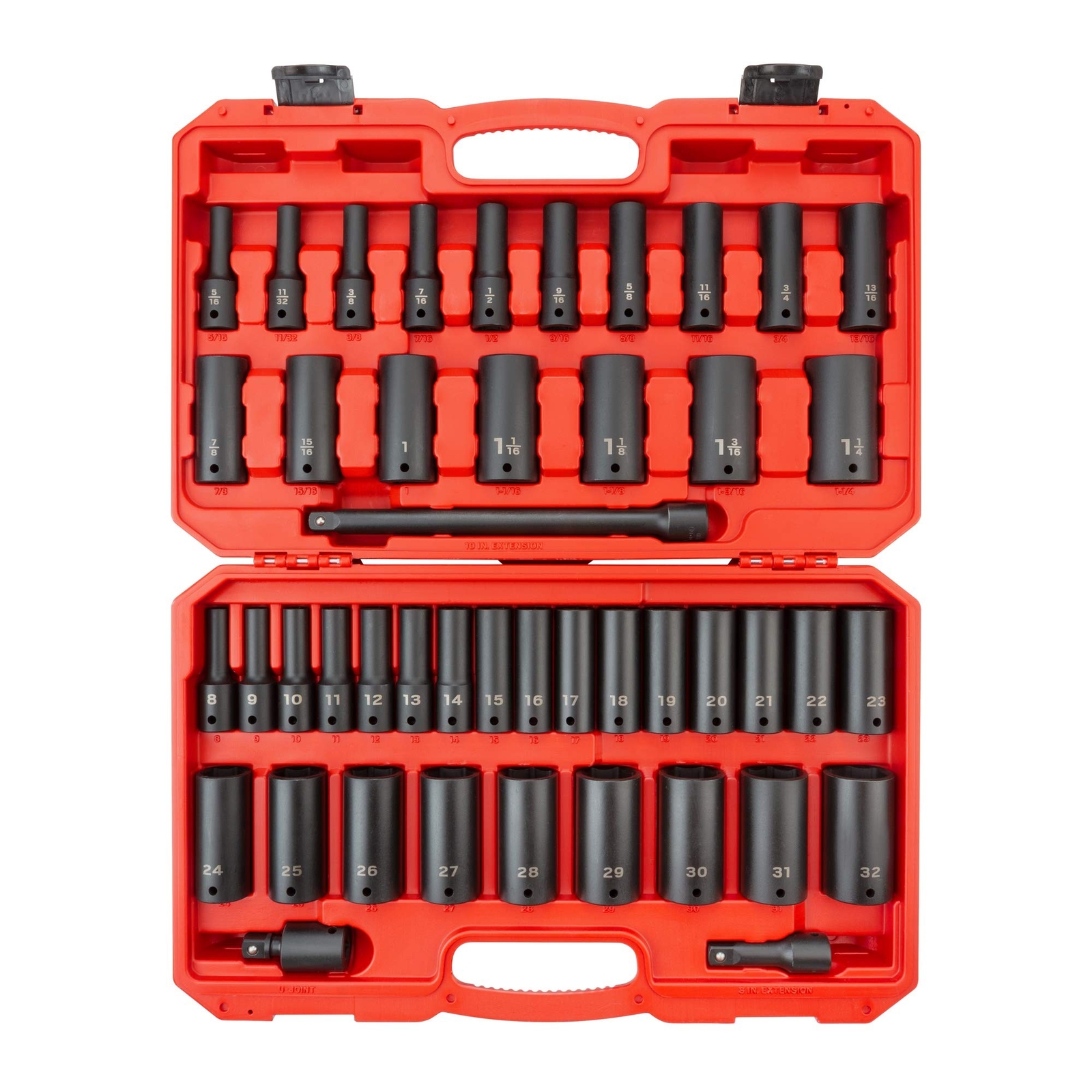 TEKTON 1/2 Inch Drive Deep 6-Point Impact Socket Set, 45-Piece (5/16-1-1/4 in…
