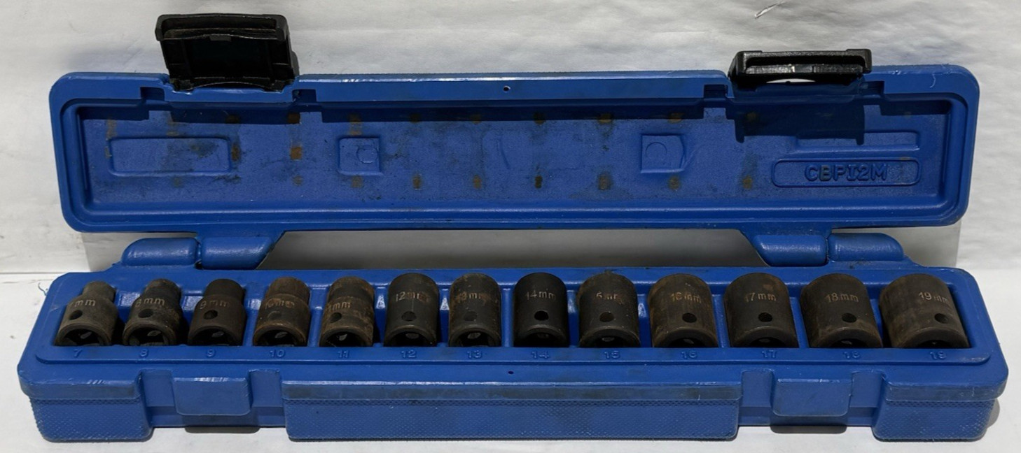 Cornwell Blue Power 13pc 3/8″ Drive 6-PT Impact Metric Socket Set 7-19mm CBPI2M
