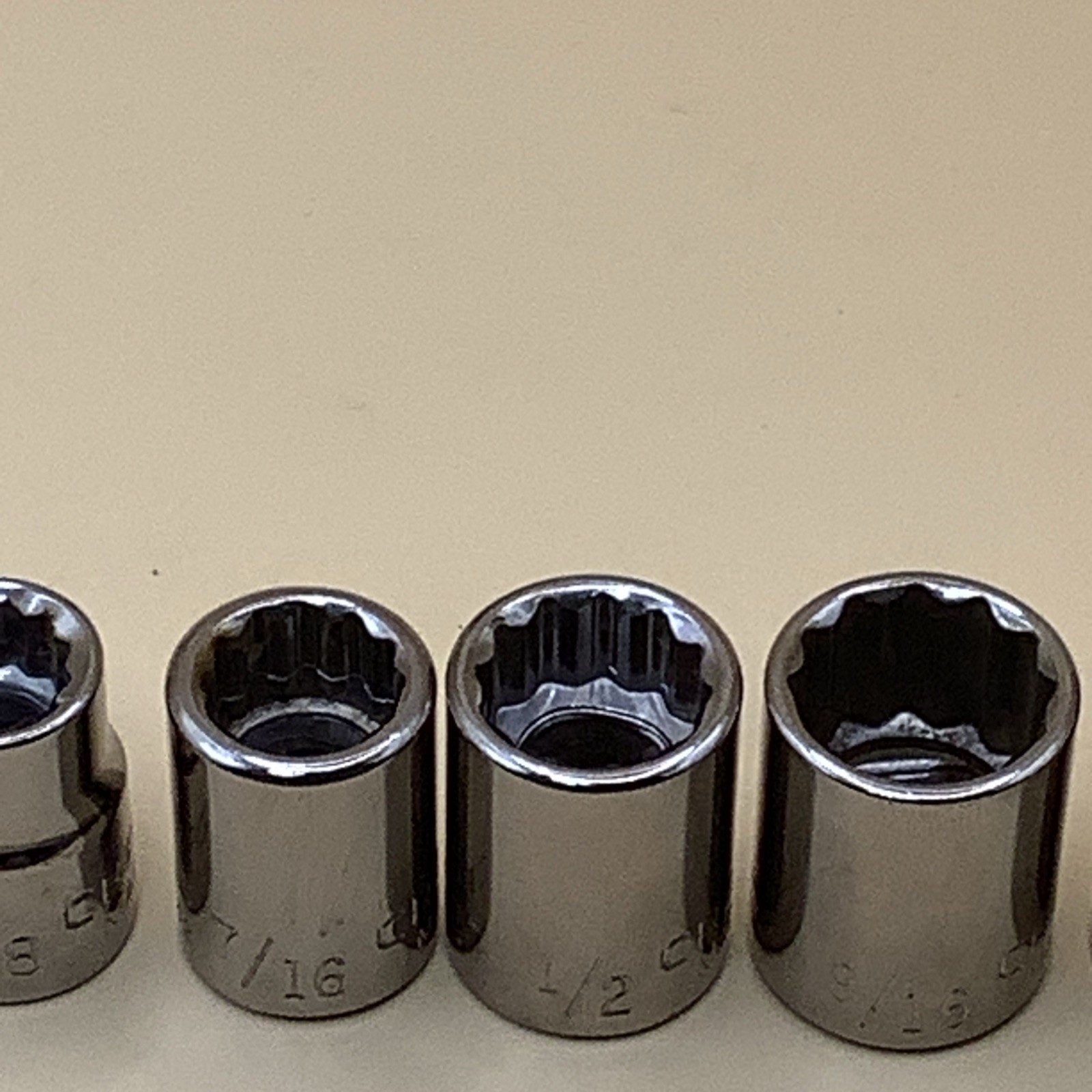 7 Vtg Craftsman 12 Point G2 Sockets 1/4” To 3/4” 3/8” Drive USA Nice Sockets