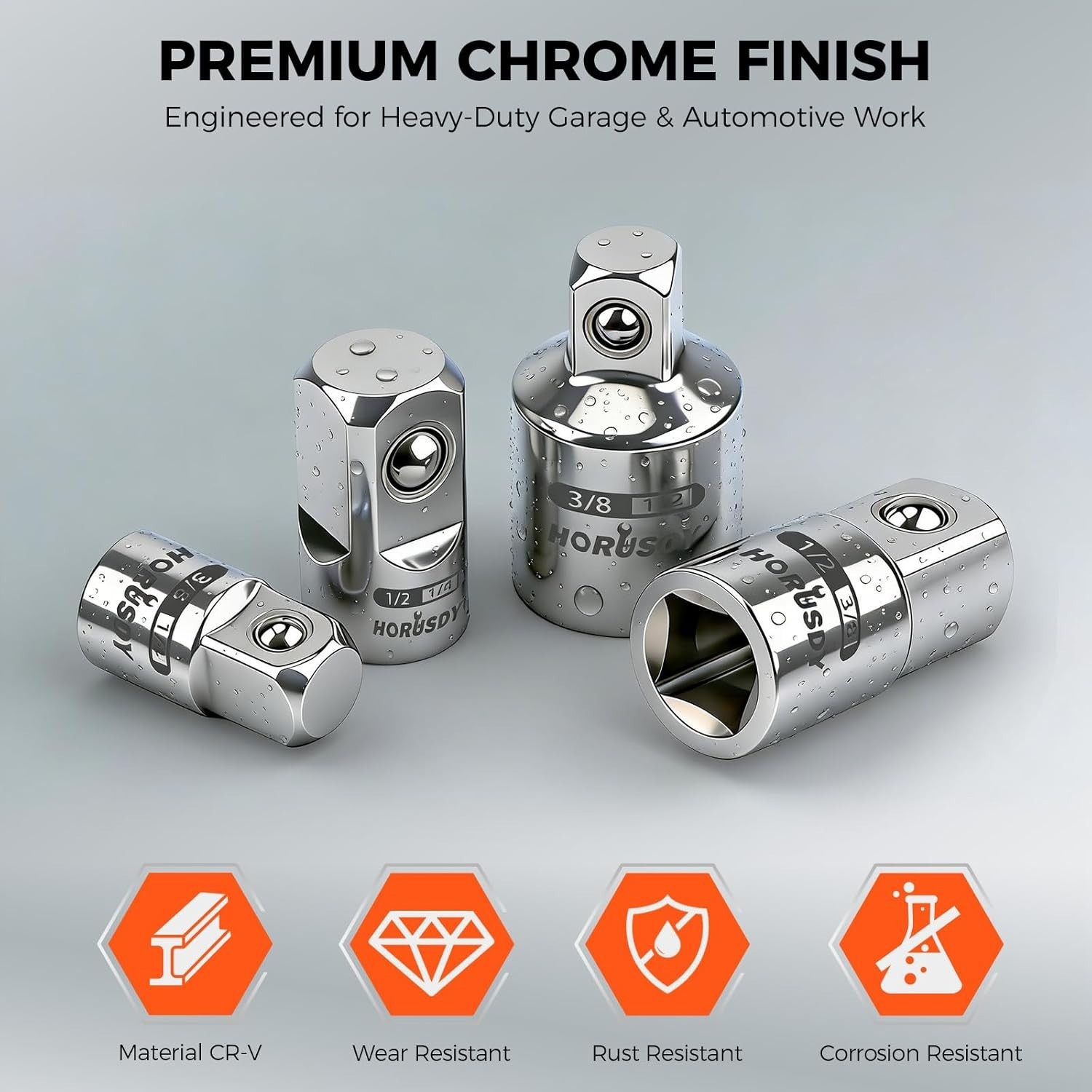 Piece Socket Adapter Set 1/4″ 3/8″ 1/2″ Drive Chrome Vanadium Steel