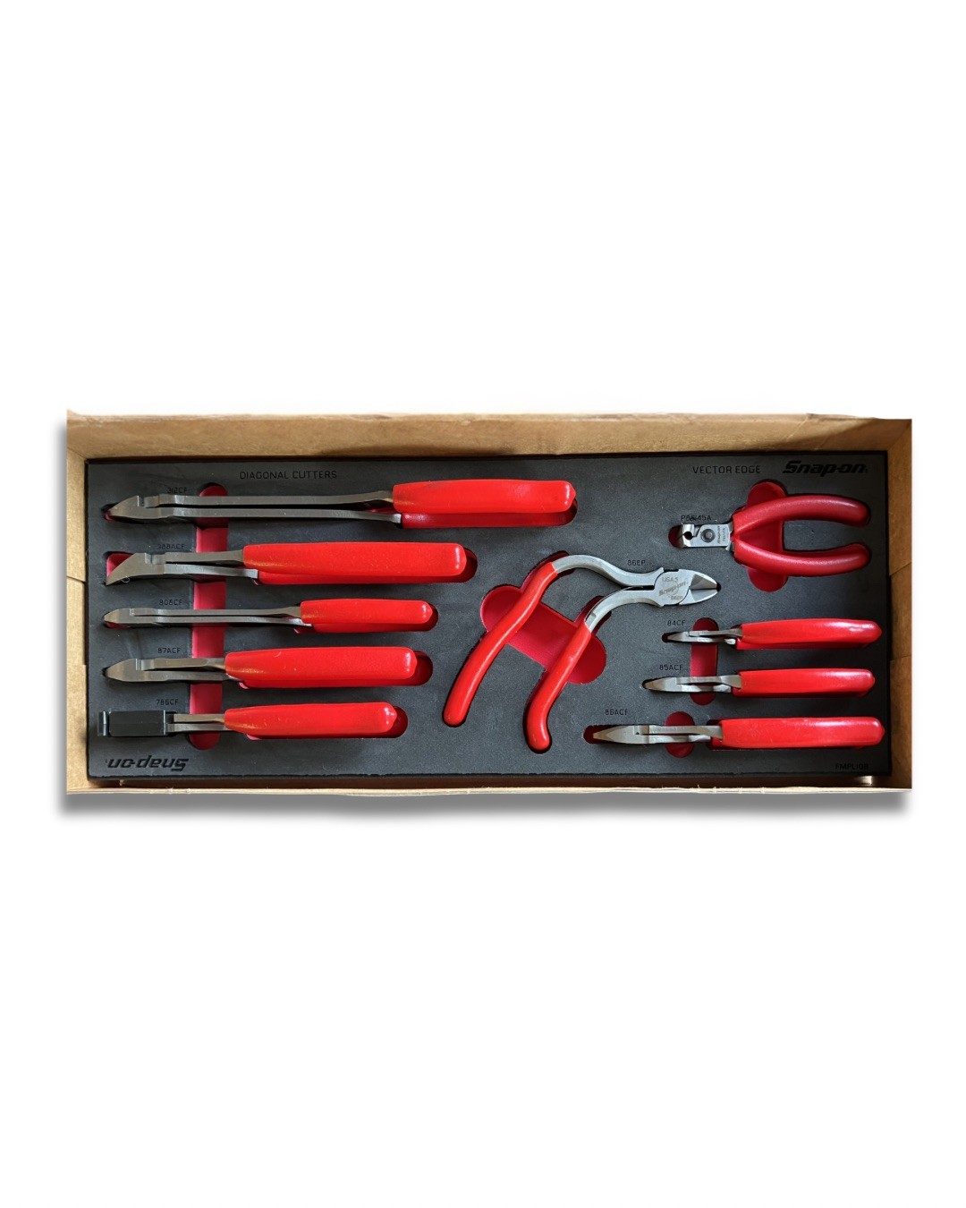New Snap-on PLDC1000FR 10-pc Master Diagonal Cutter Pliers Set w/ Red Foam Tray